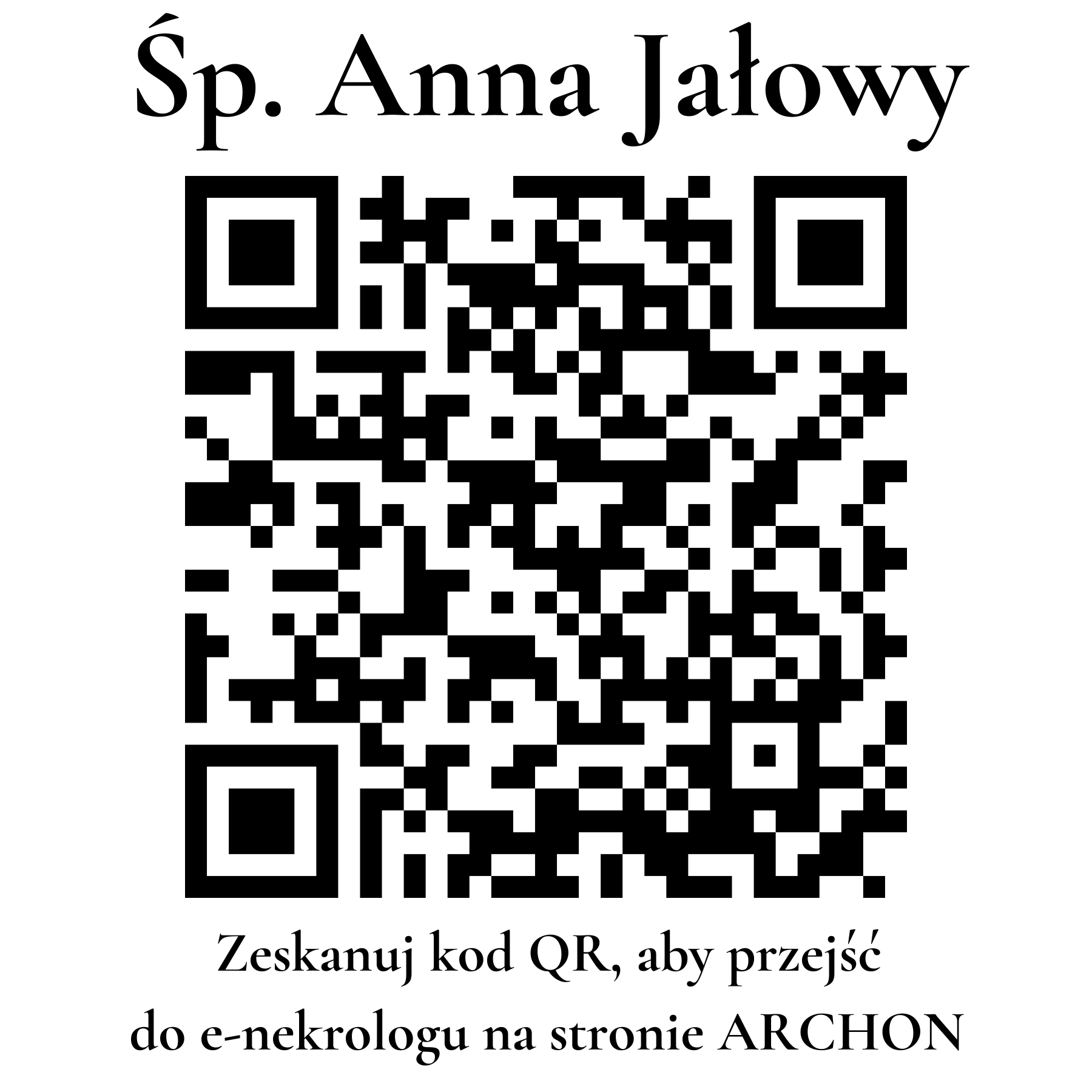 Kod QR do nekrologu Anna Jałowy