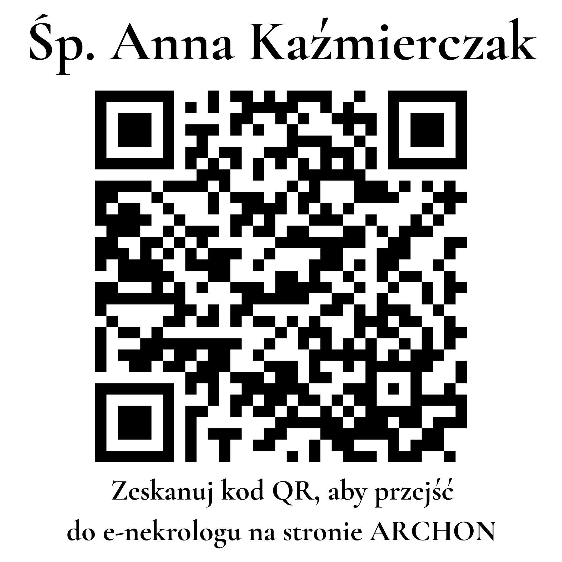 Kod QR do nekrologu Anna Kaźmierczak