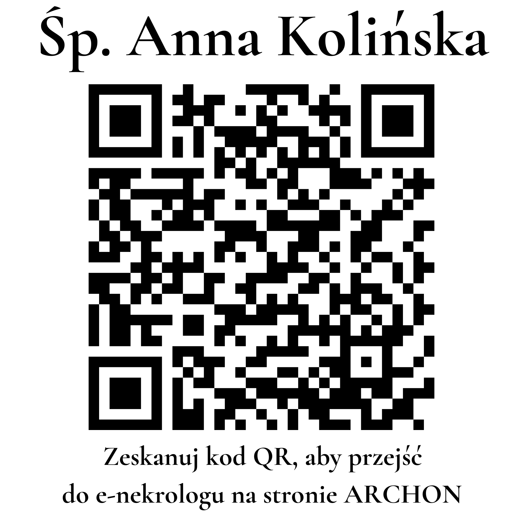 Kod QR do nekrologu Anna Kolińska