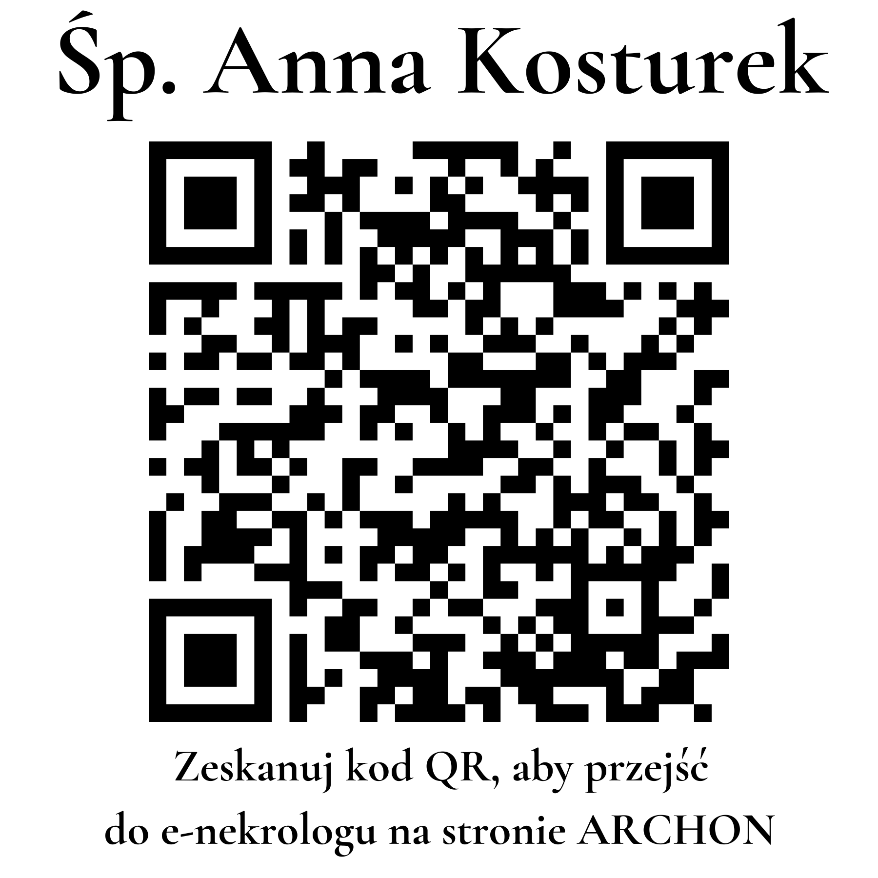 Kod QR do nekrologu Anna Kosturek