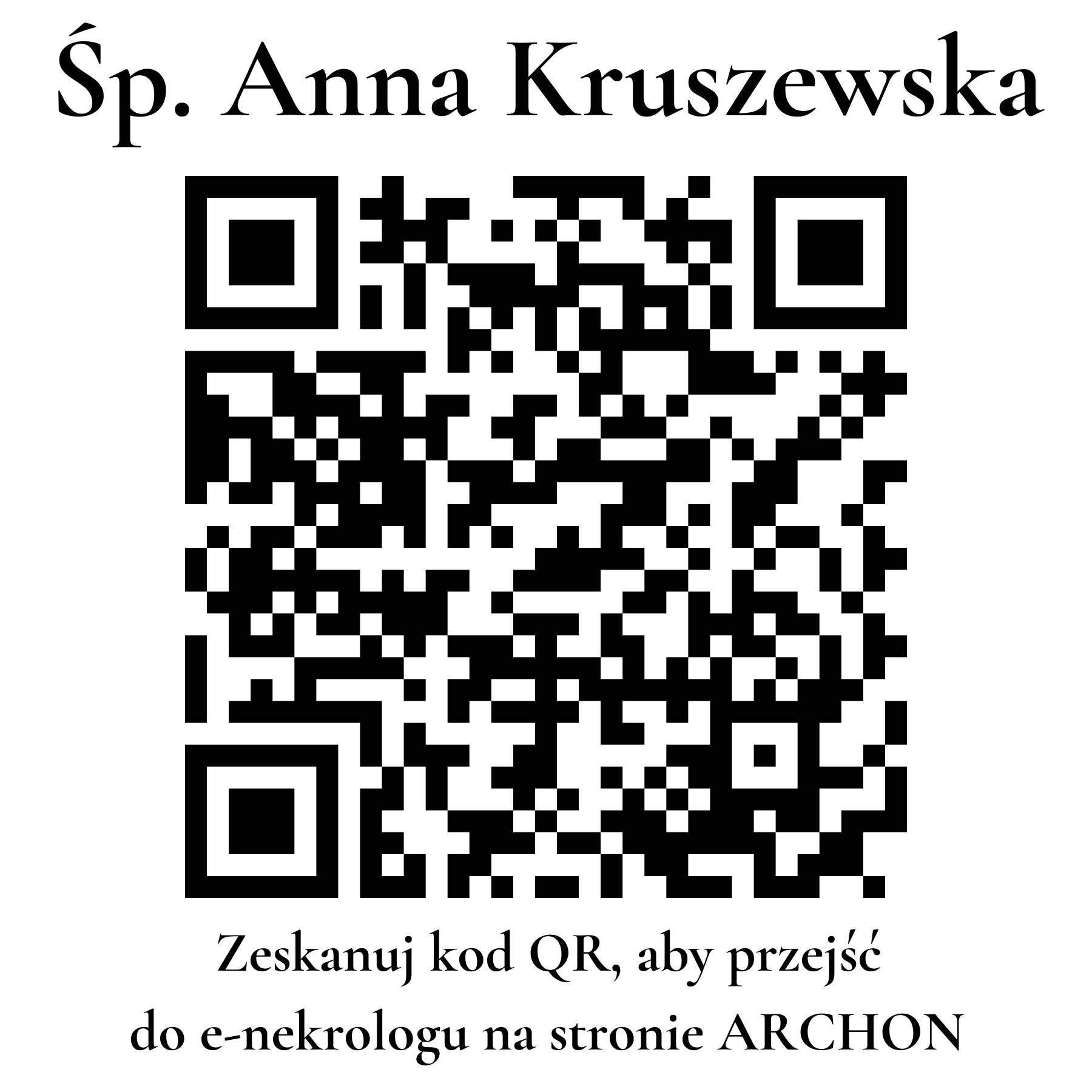 Kod QR do nekrologu Anna Kruszewska
