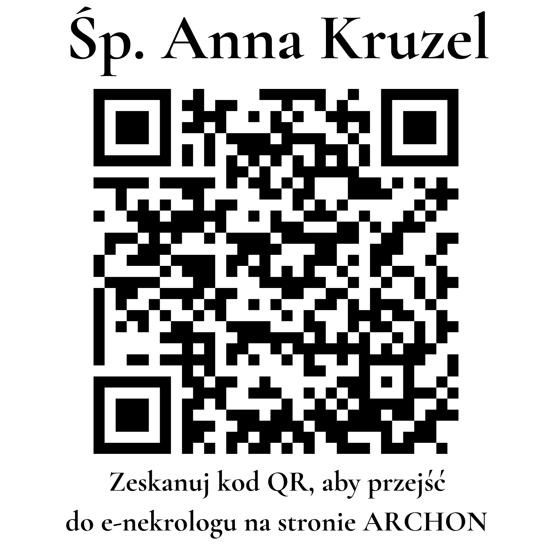 Kod QR do nekrologu Anna Kruzel Kod QR do nekrologu Anna Kruzel