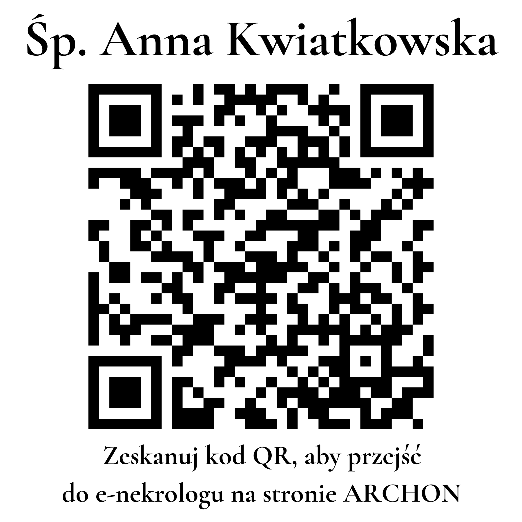 Kod QR do nekrologu Anna Kwiatkowska Kod QR do nekrologu Anna Kwiatkowska