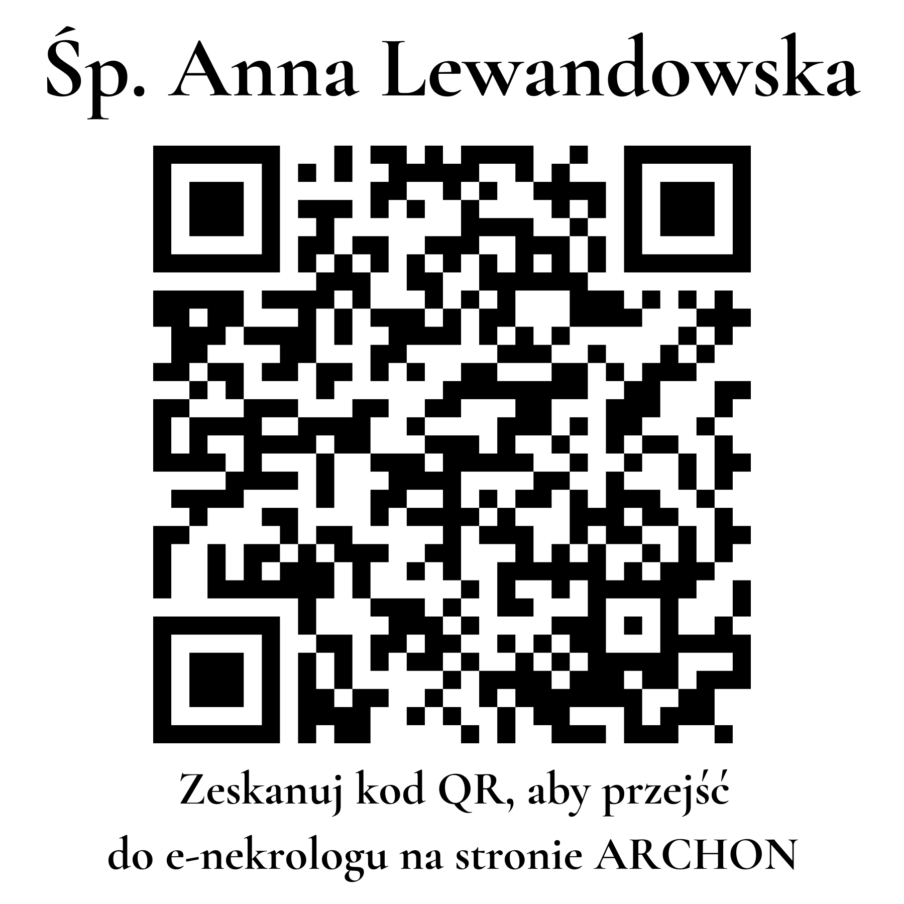 Kod QR do nekrologu Anna Lewandowska