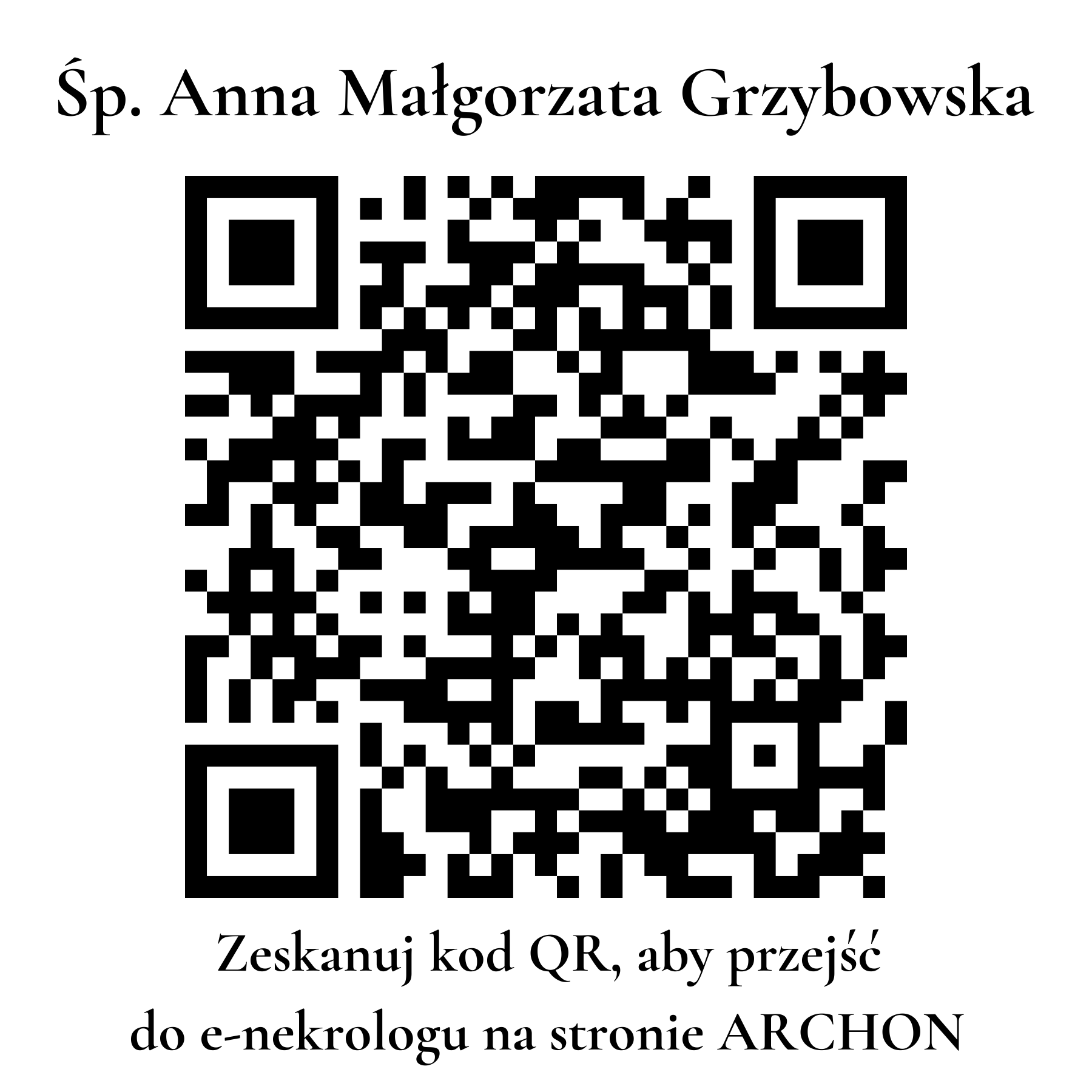 Kod QR do nekrologu Anna Małgorzata Grzybowska