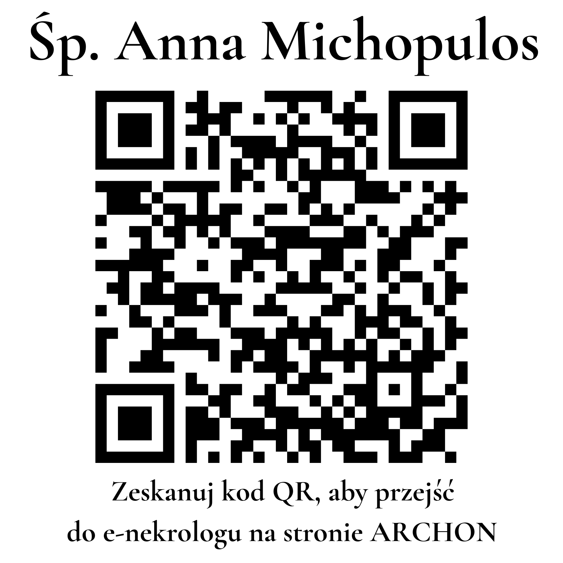 Kod QR do nekrologu Anna Michopulos Kod QR do nekrologu Anna Michopulos