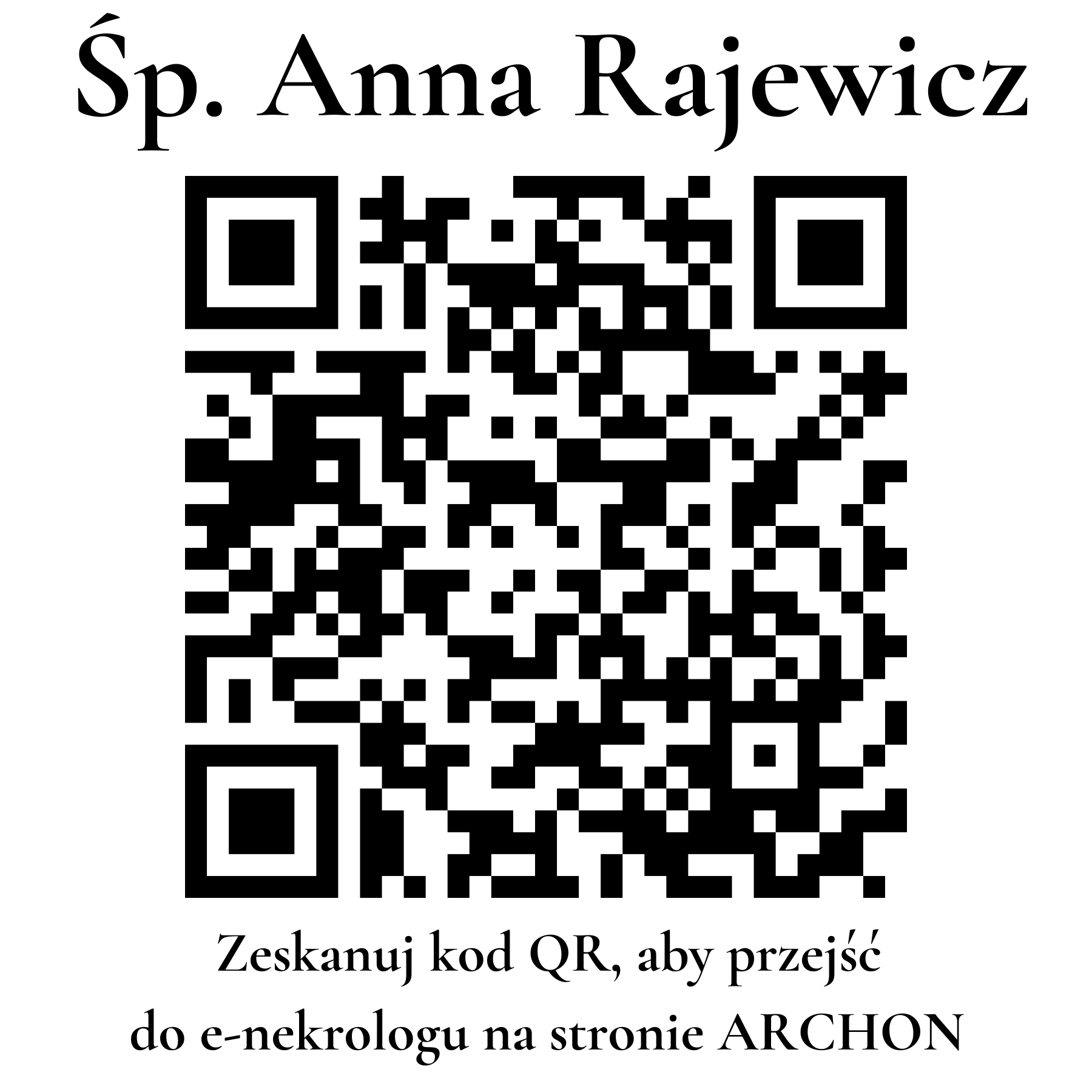 Kod QR do nekrologu Anna Rajewicz Kod QR do nekrologu Anna Rajewicz
