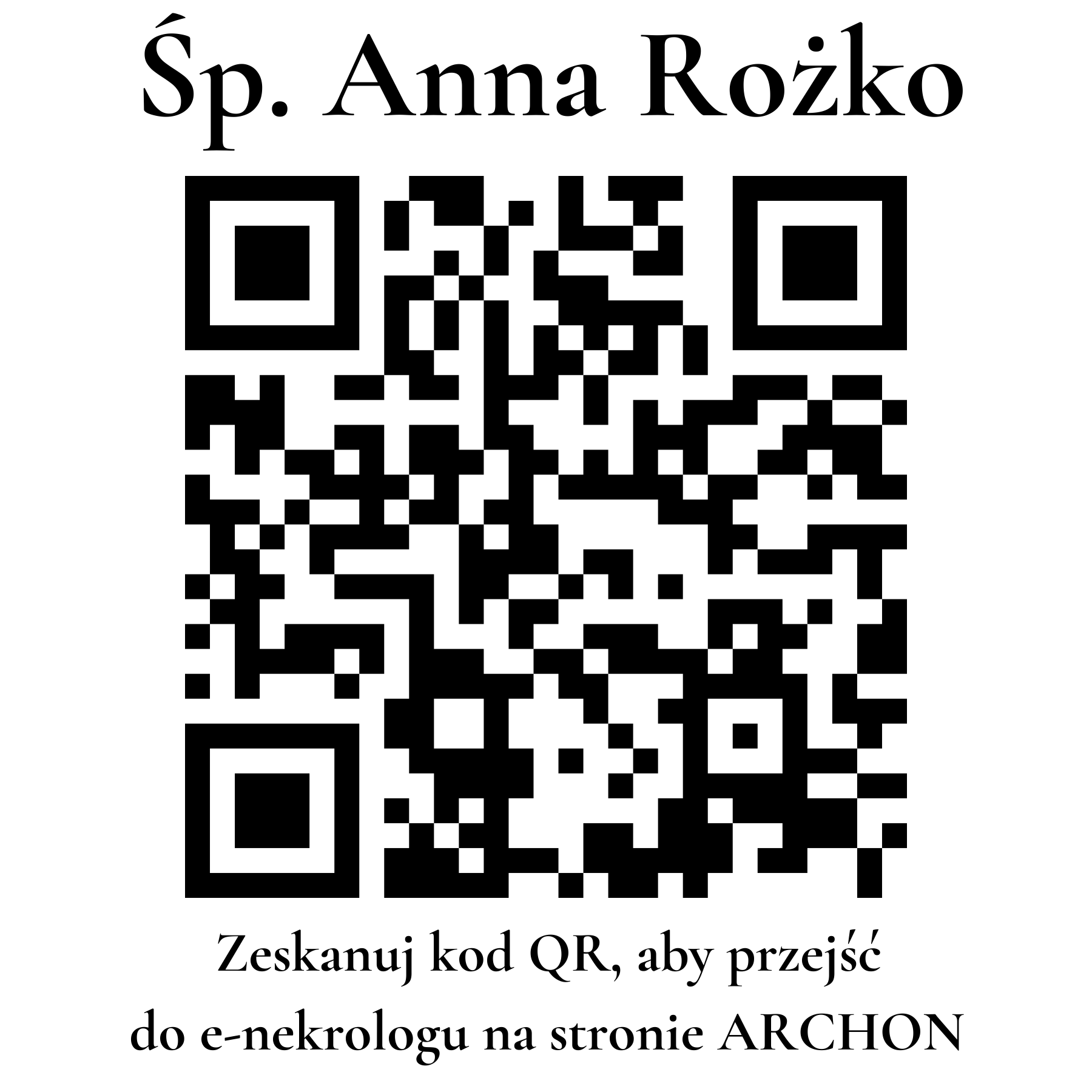 Kod QR do nekrologu Anna Rożko Kod QR do nekrologu Anna Rożko