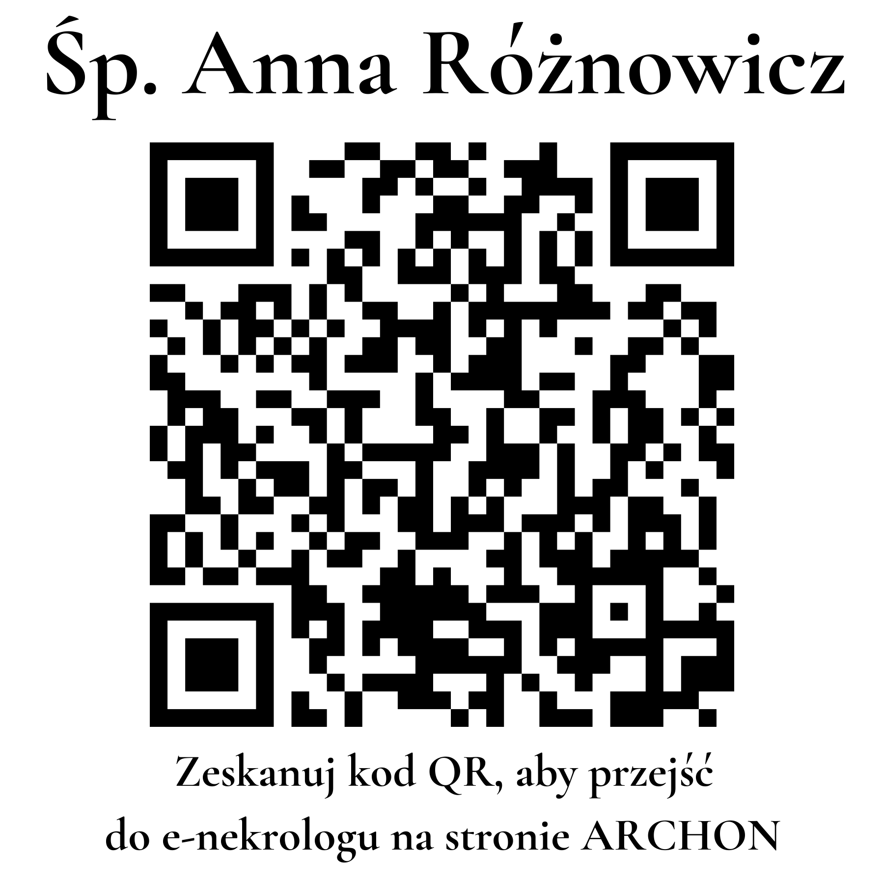 Kod QR do nekrologu Anna Różnowicz
