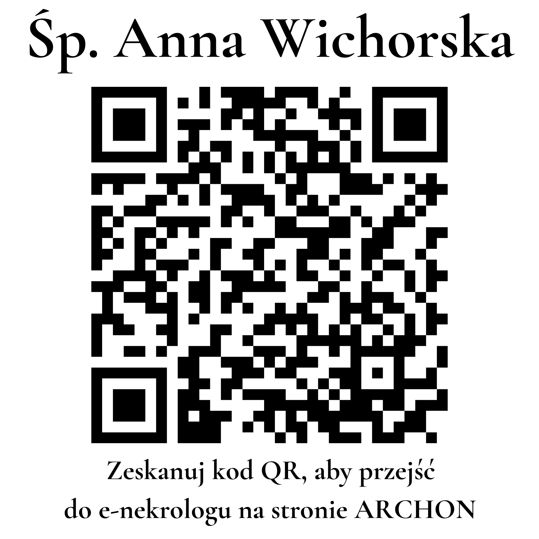 Kod QR do nekrologu Anna Wichorska