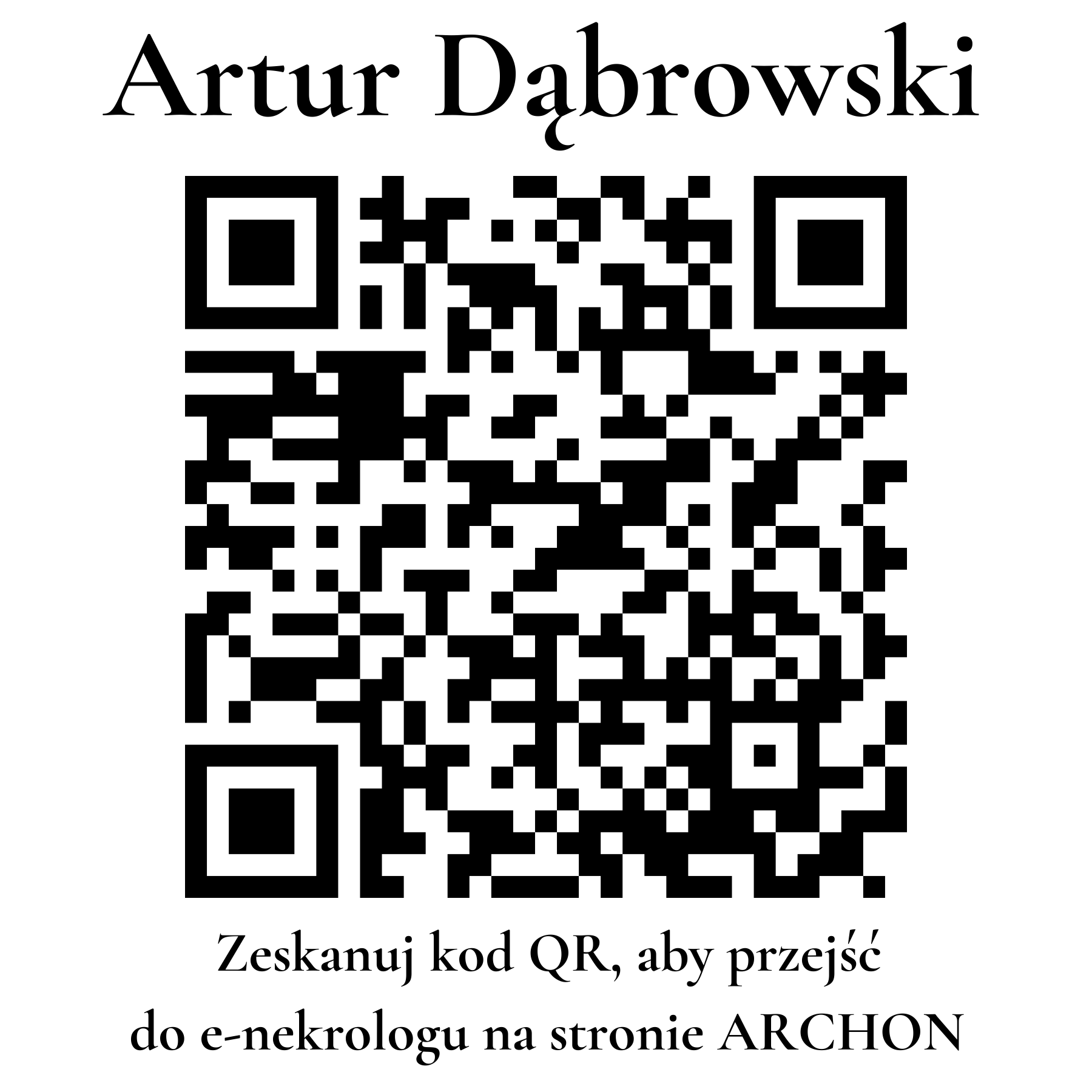 Kod QR do nekrologu Artur Dąbrowski