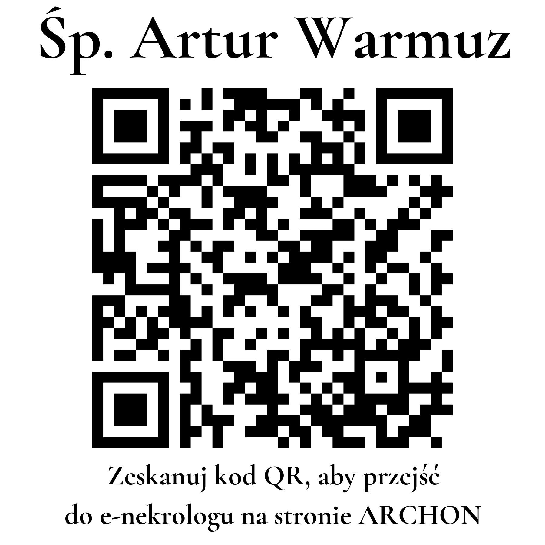Kod QR do nekrologu Artur Warmuz Kod QR do nekrologu Artur Warmuz