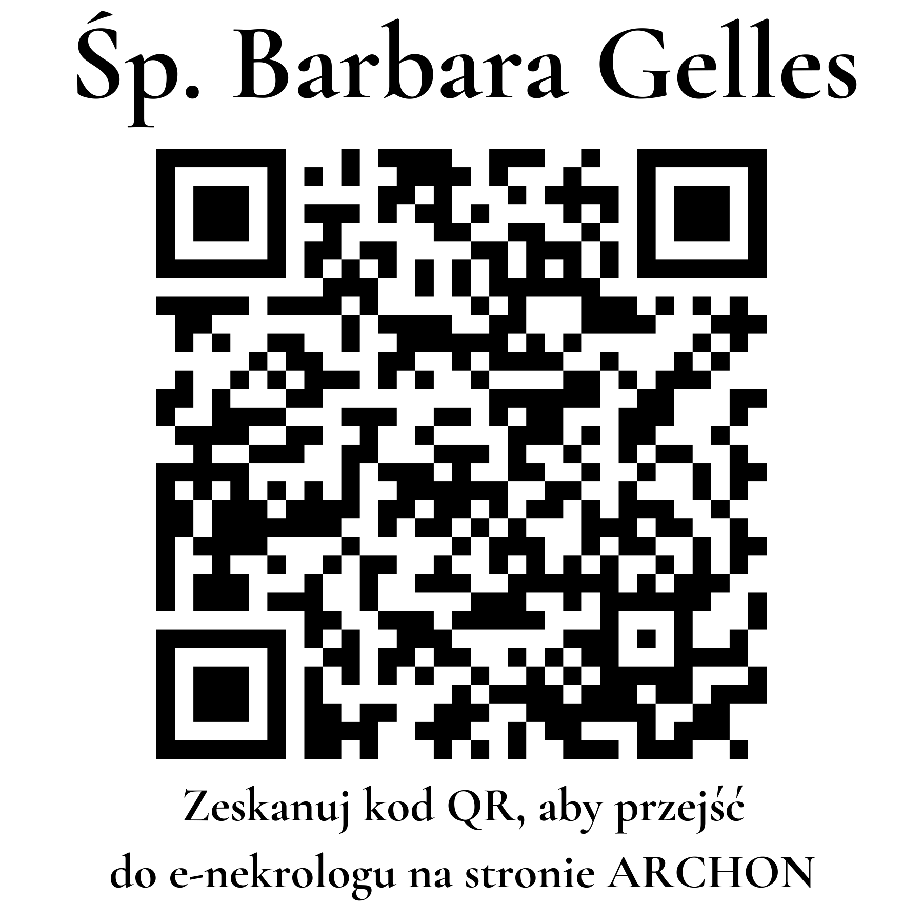 Kod QR do nekrologu Barbara Gelles