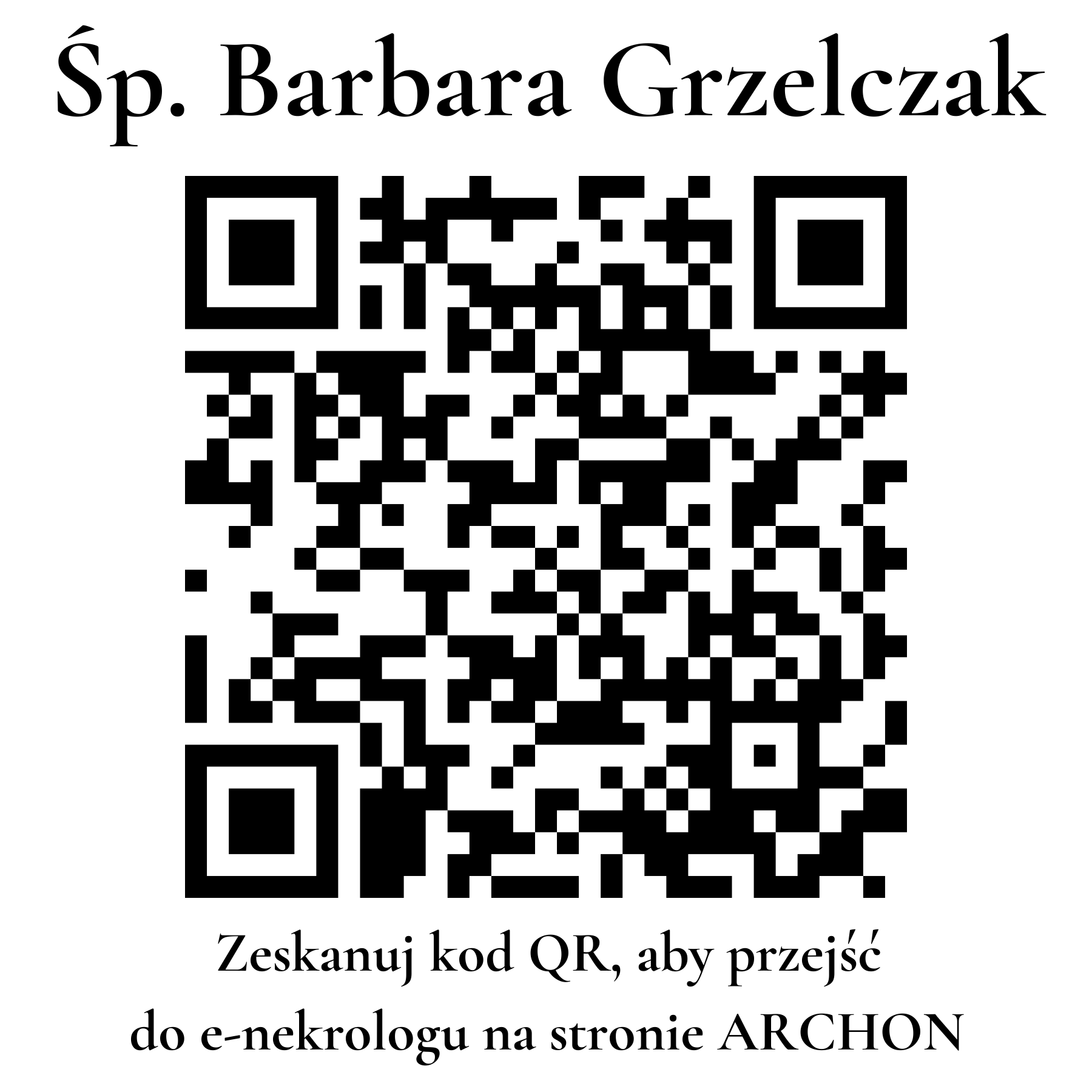 Kod QR do nekrologu Barbara Grzelczak