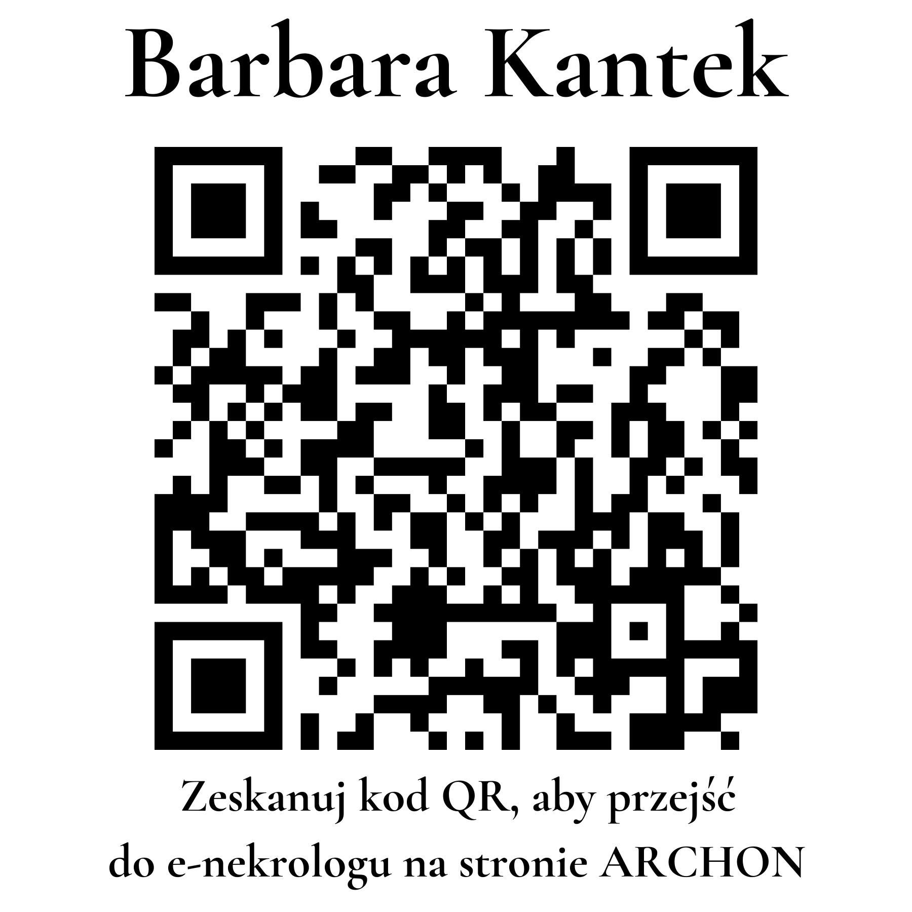Kod QR do nekrologu Barbara Kantek Kod QR do nekrologu Barbara Kantek