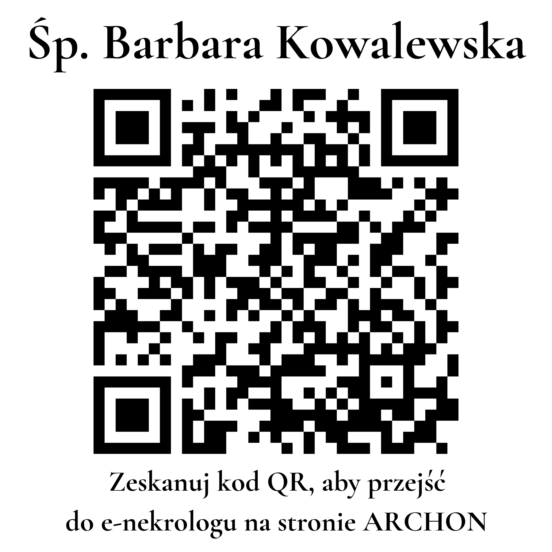 Kod QR do nekrologu Barbara Kowalewska Kod QR do nekrologu Barbara Kowalewska