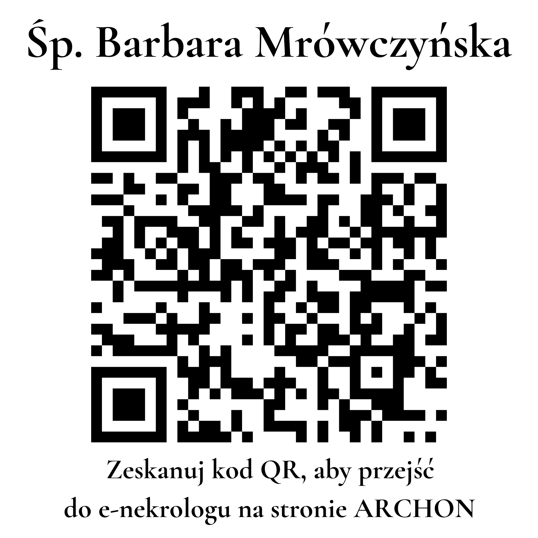 Kod QR do nekrologu Barbara Mrówczyńska