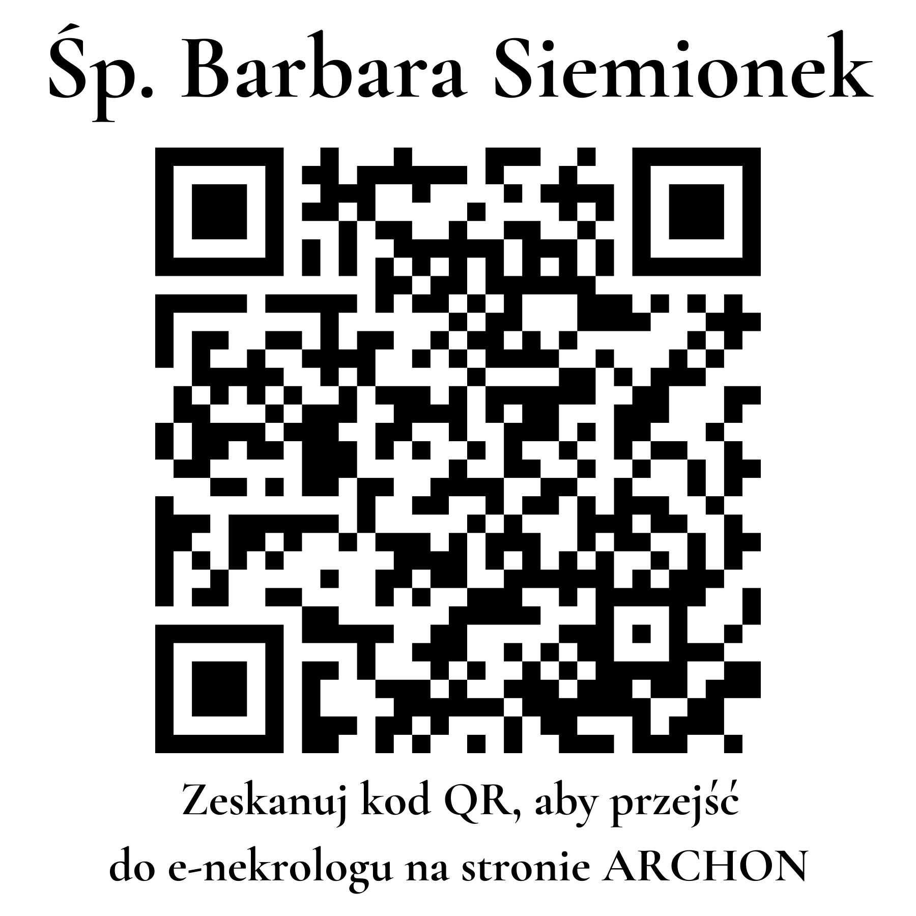 Kod QR do nekrologu Barbara Siemionek