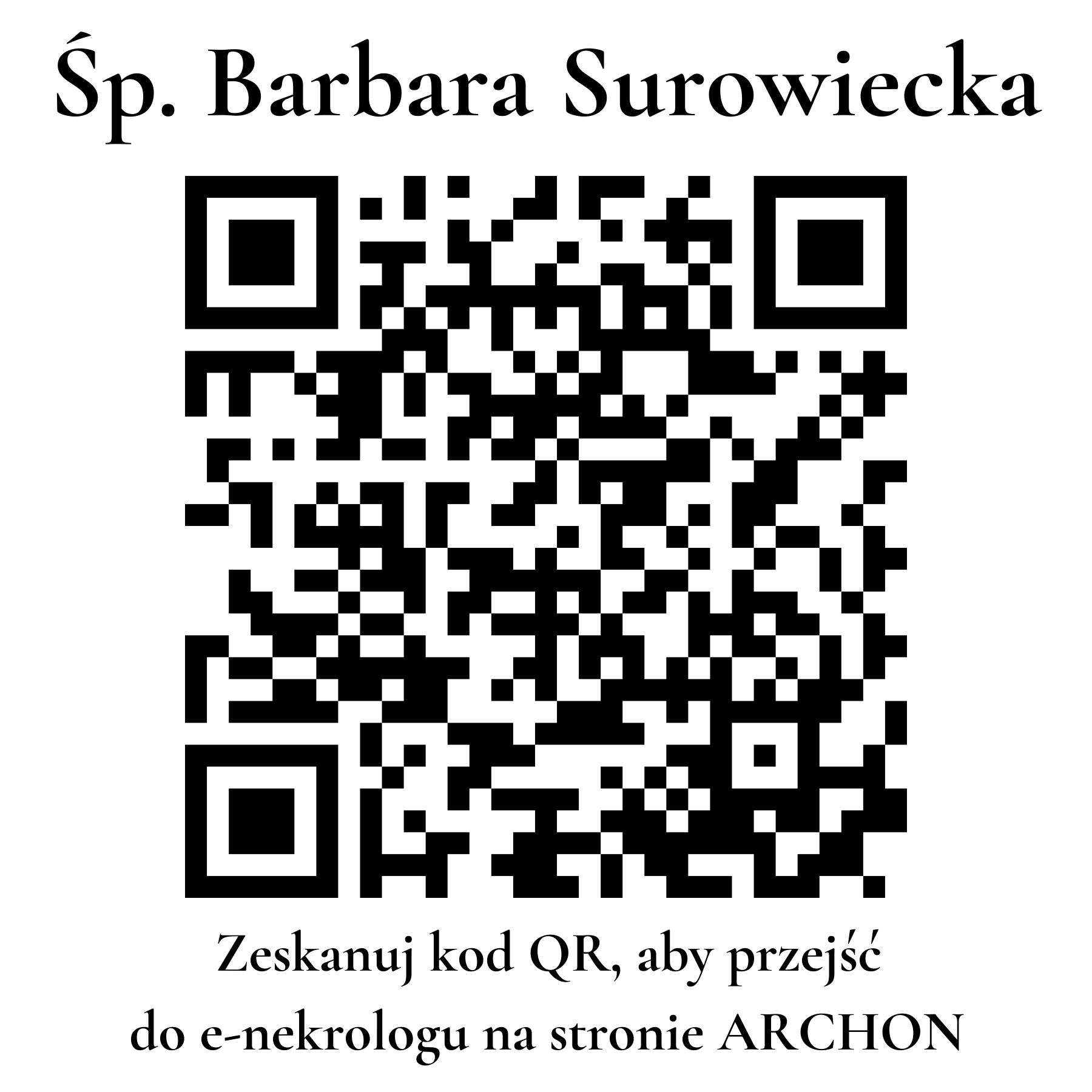 Kod QR do nekrologu Barbara Surowiecka