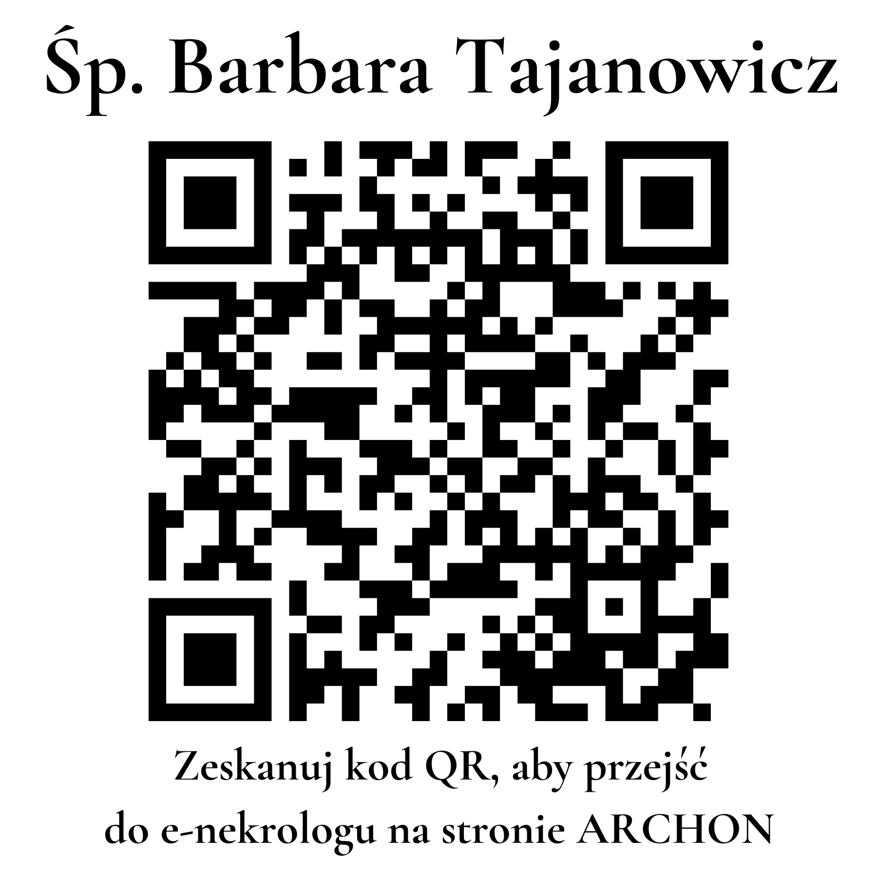 Kod QR do nekrologu Barbara Tajanowicz