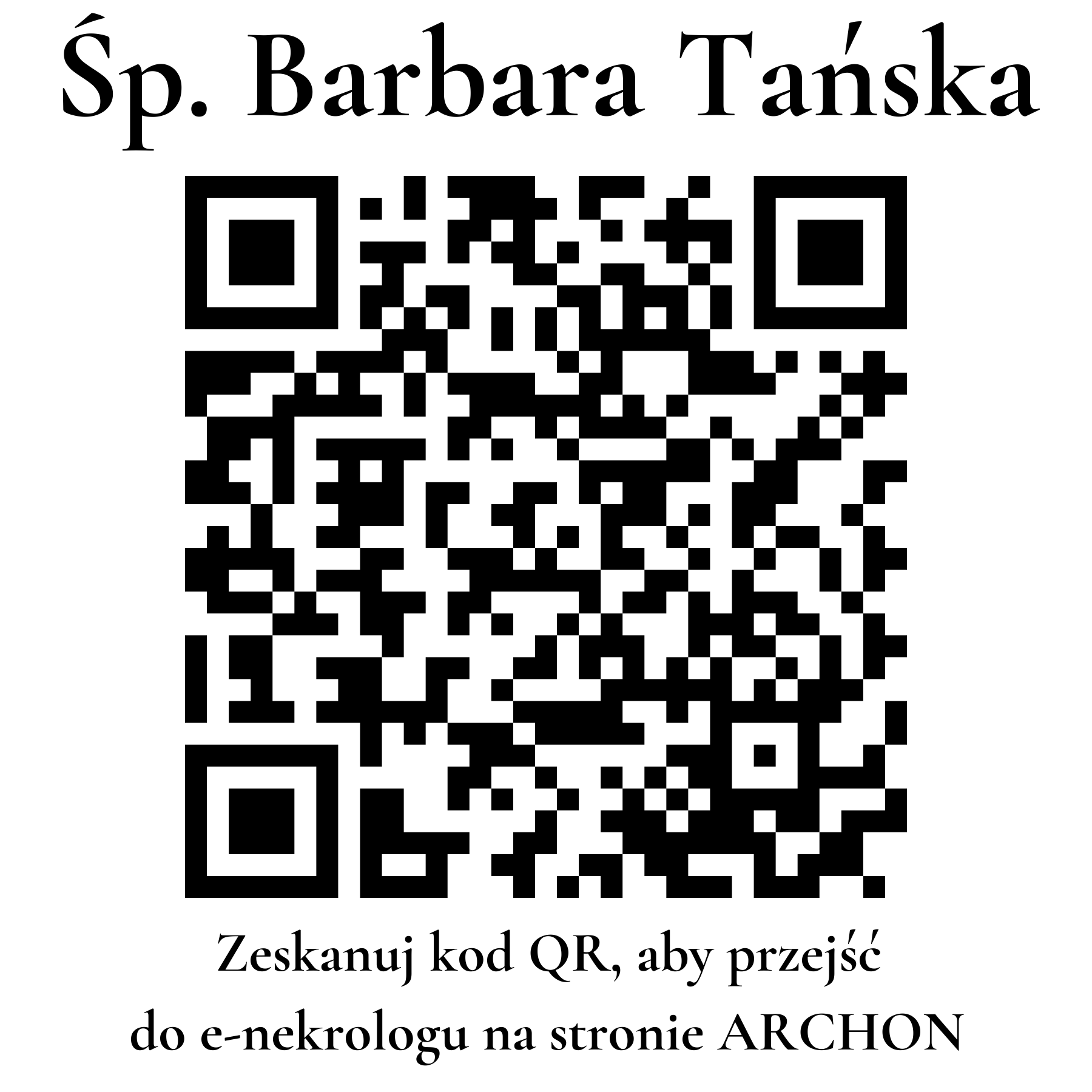 Kod QR do nekrologu Barbara Tańska