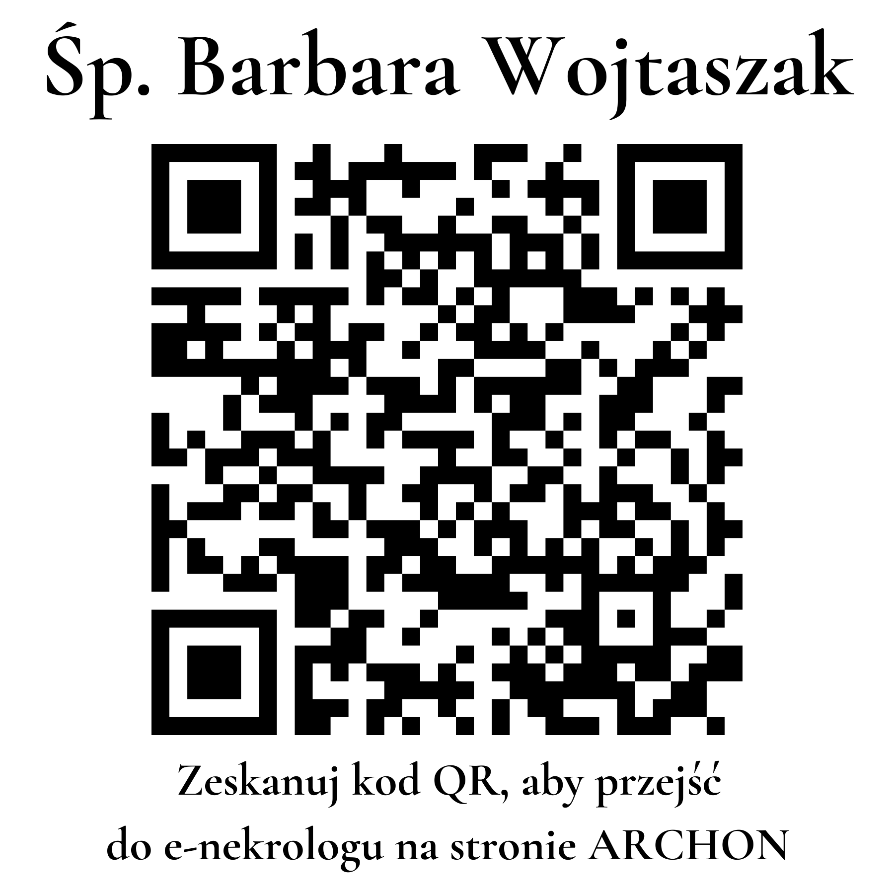 Kod QR do nekrologu Barbara Wojtaszak