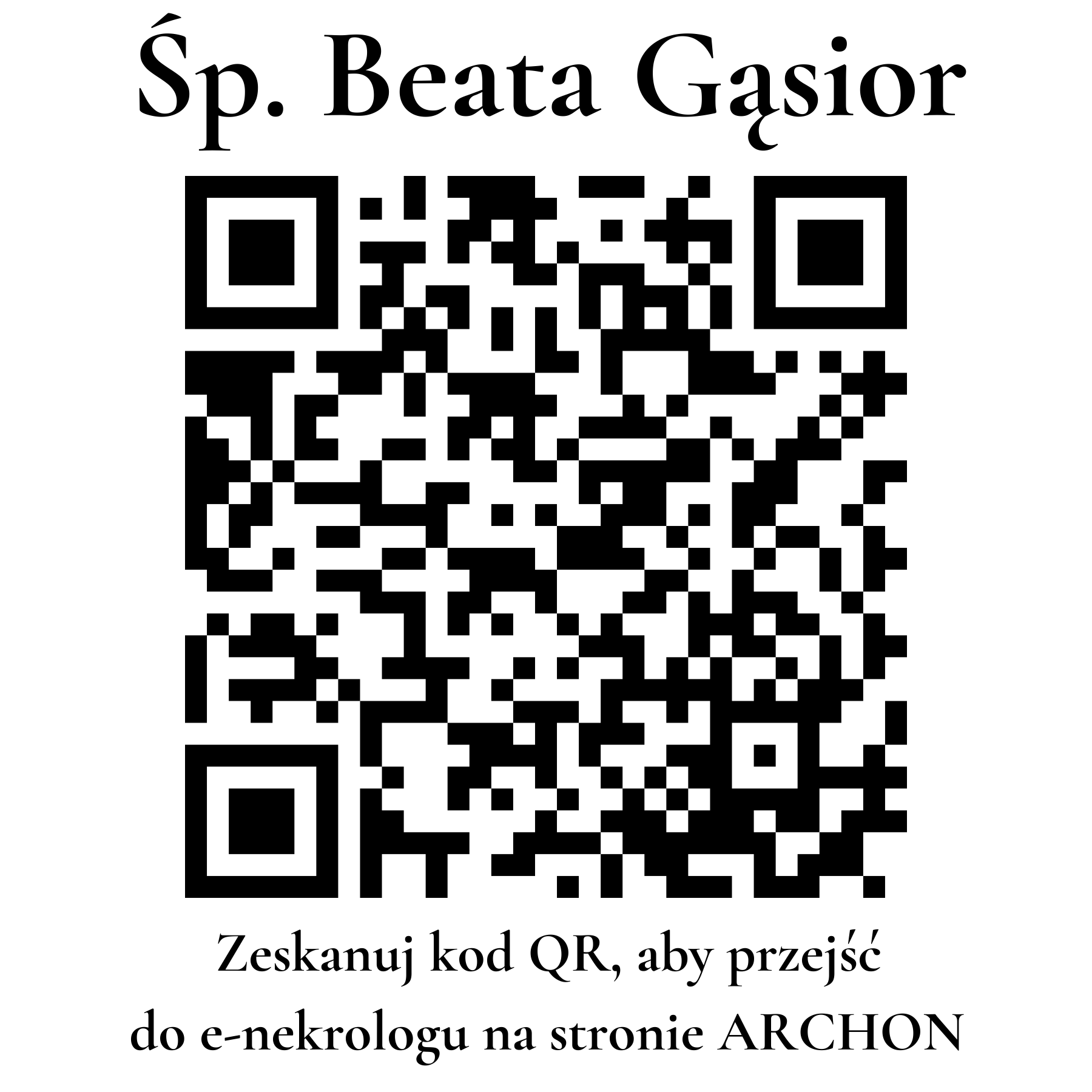 Kod QR do nekrologu Beata Gąsior