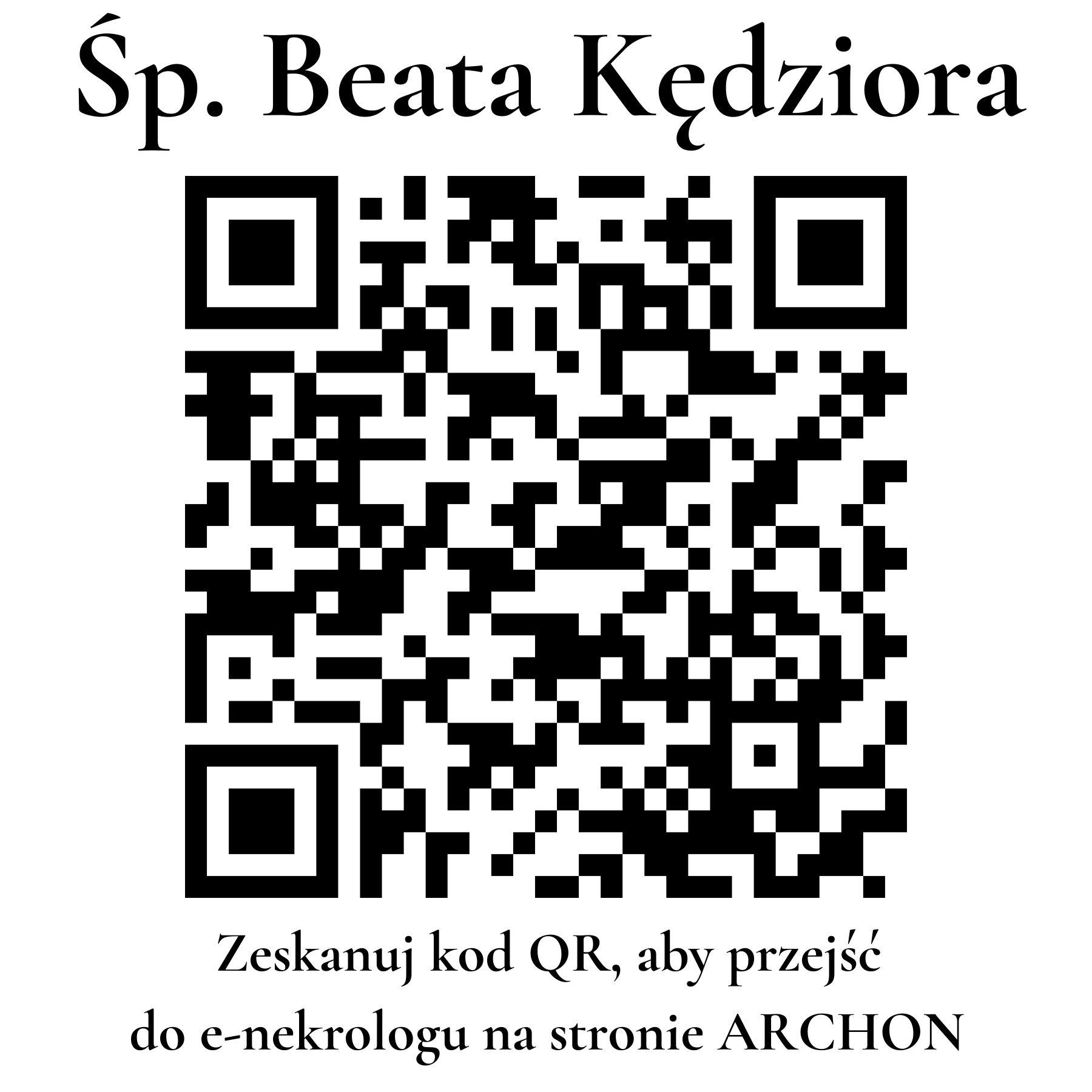 Kod QR do nekrologu Beata Kędziora