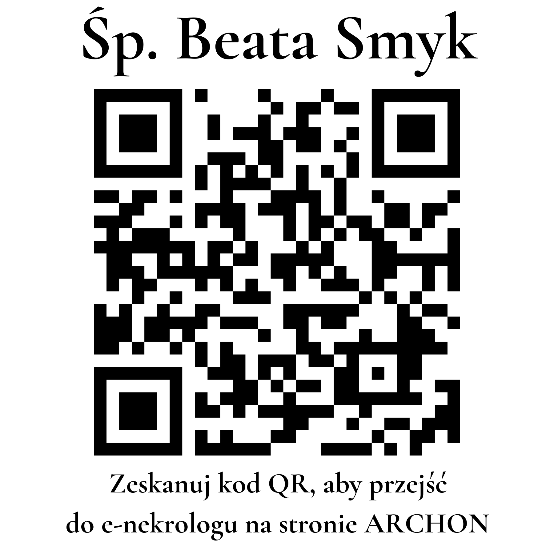 Kod QR do nekrologu Beata Smyk
