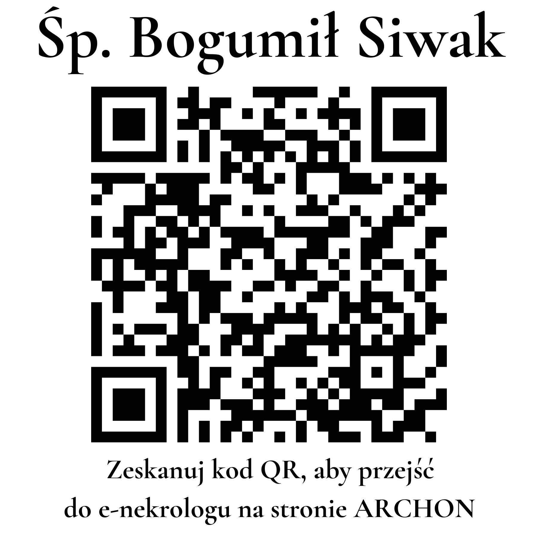 Kod QR do nekrologu Bogumił Siwak Kod QR do nekrologu Bogumił Siwak