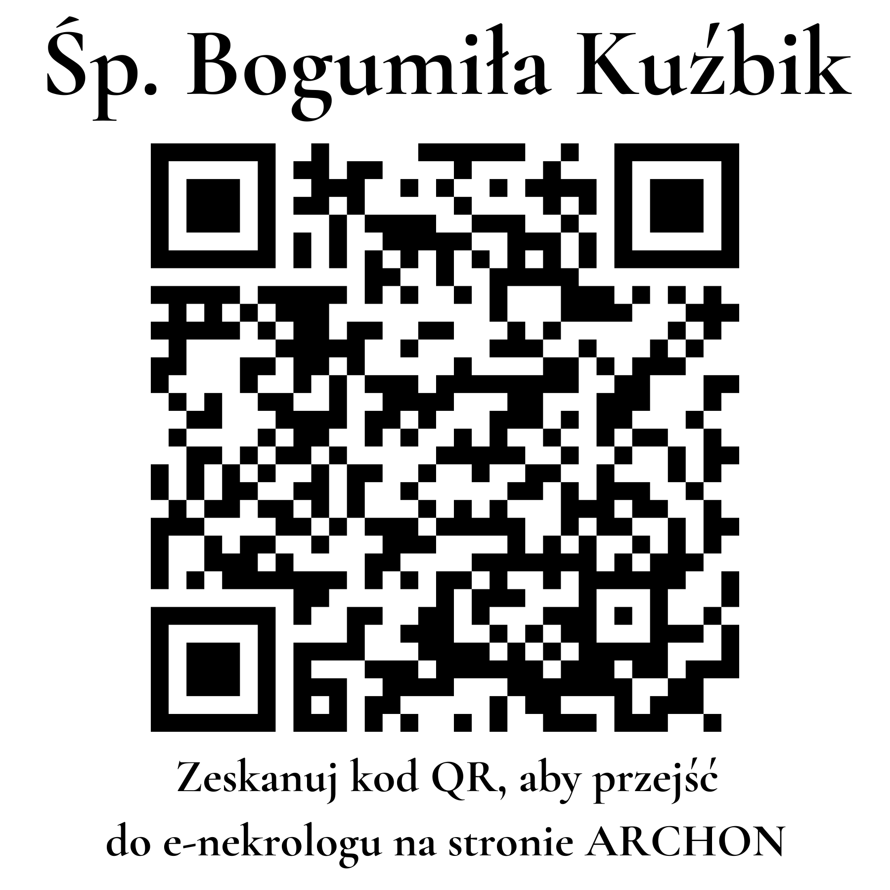 Kod QR do nekrologu Bogumiła Kuźbik