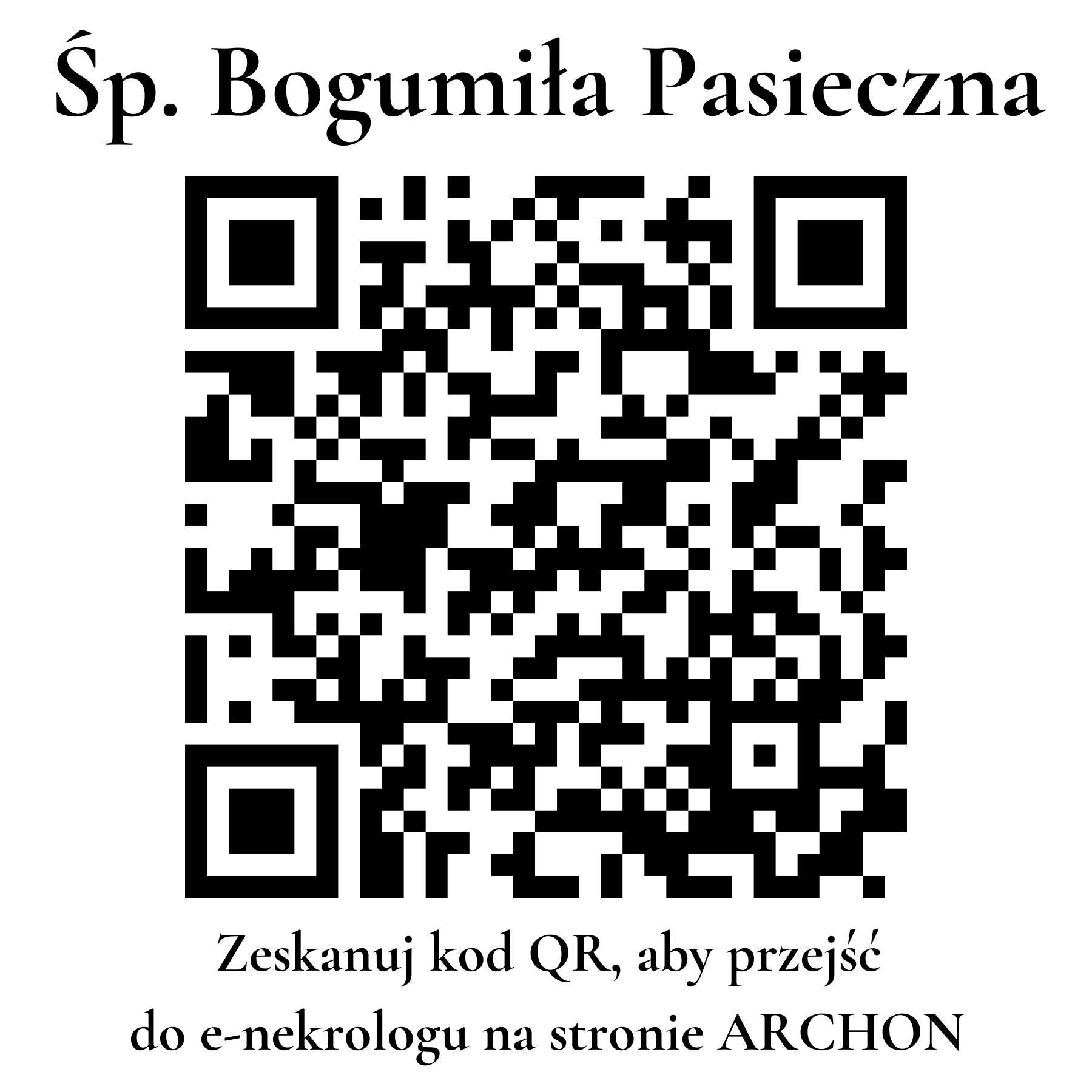 Kod QR do nekrologu Bogumiła Pasieczna Kod QR do nekrologu Bogumiła Pasieczna