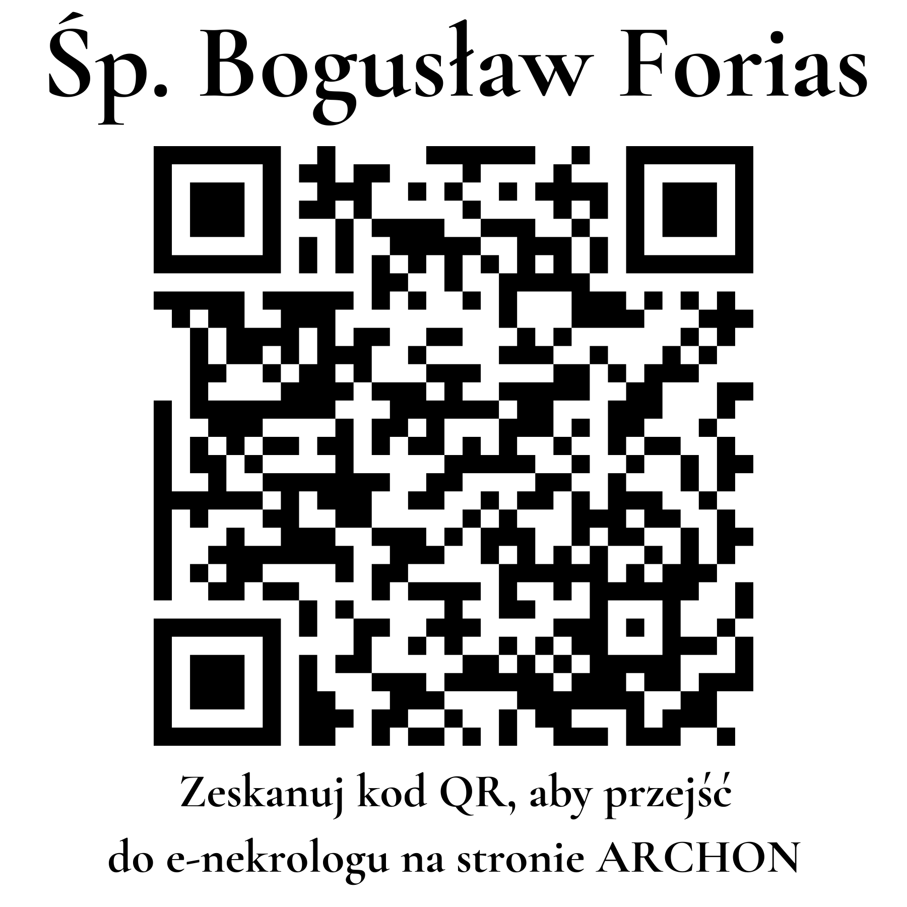 Kod QR do nekrologu Bogusław Forias Kod QR do nekrologu Bogusław Forias