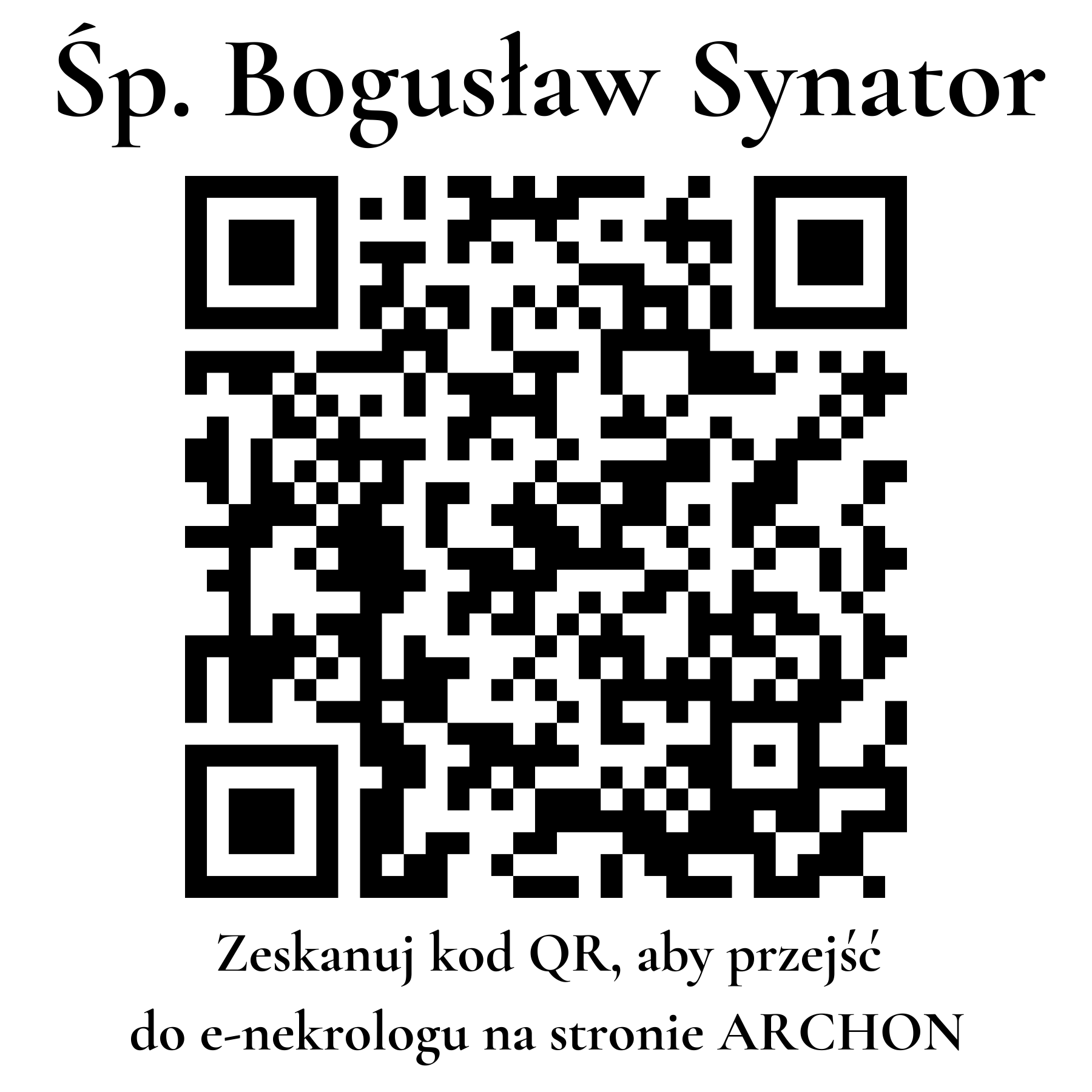 Kod QR do nekrologu Bogusław Synator