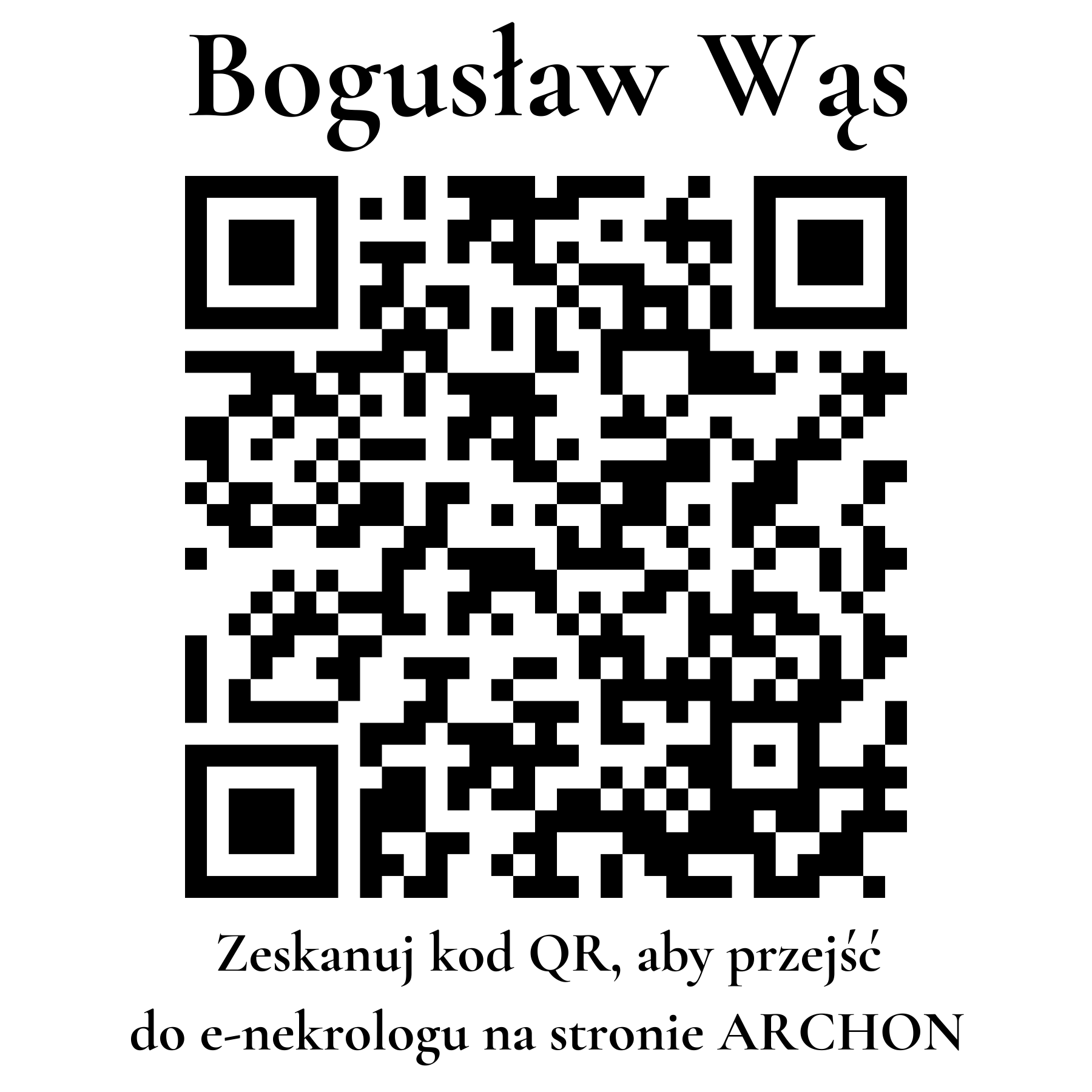 Kod QR do nekrologu Bogusław Wąs