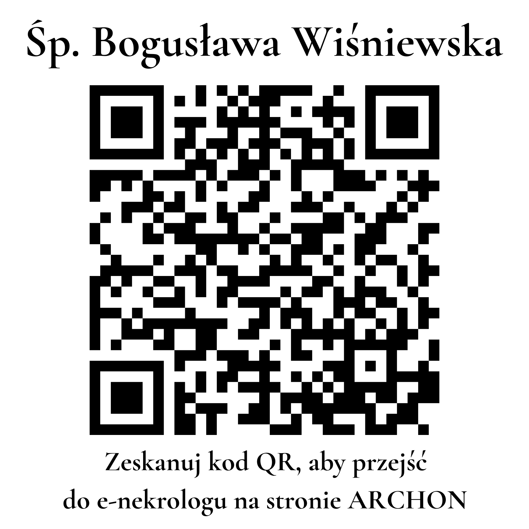 Kod QR do nekrologu Bogusława Wiśniewska