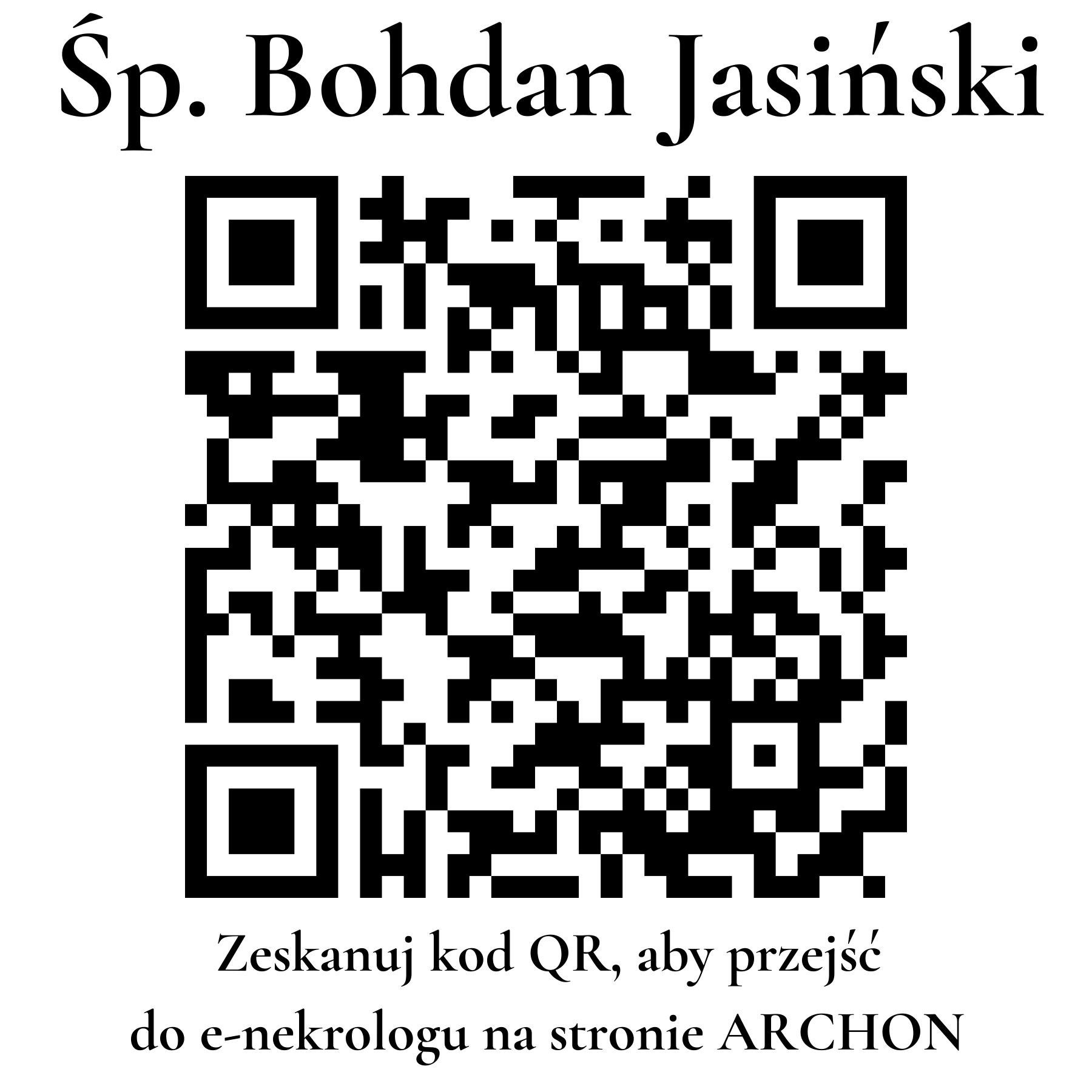 Kod QR do nekrologu Bohdan Jasiński