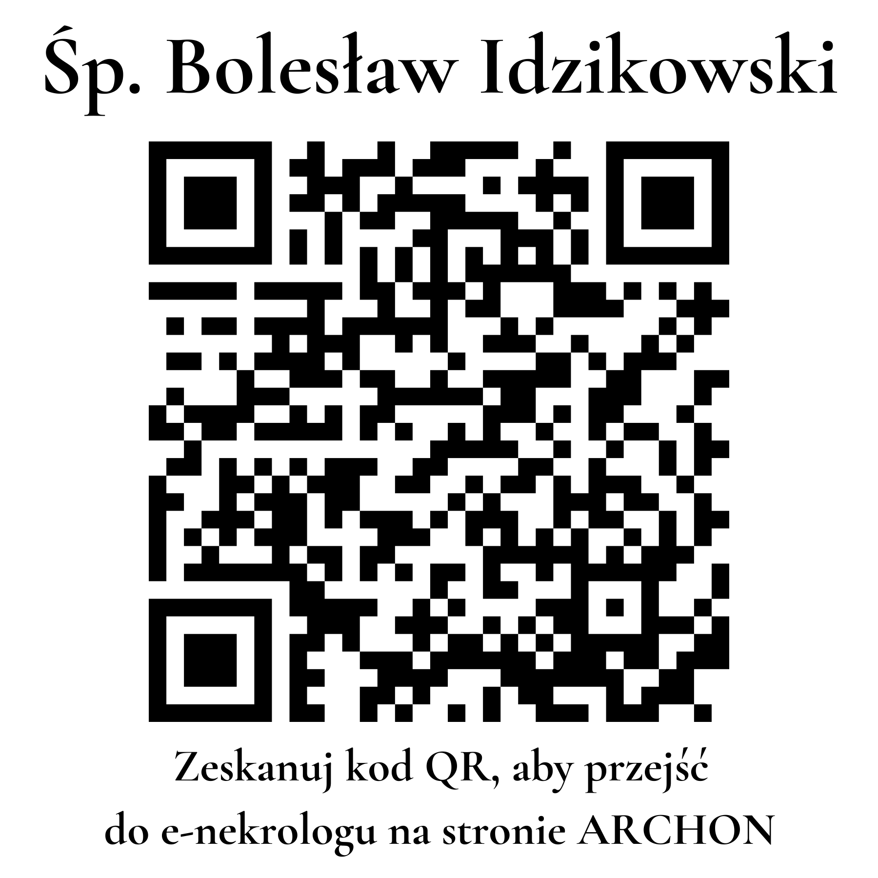 Kod QR do nekrologu Bolesław Idzikowski Kod QR do nekrologu Bolesław Idzikowski