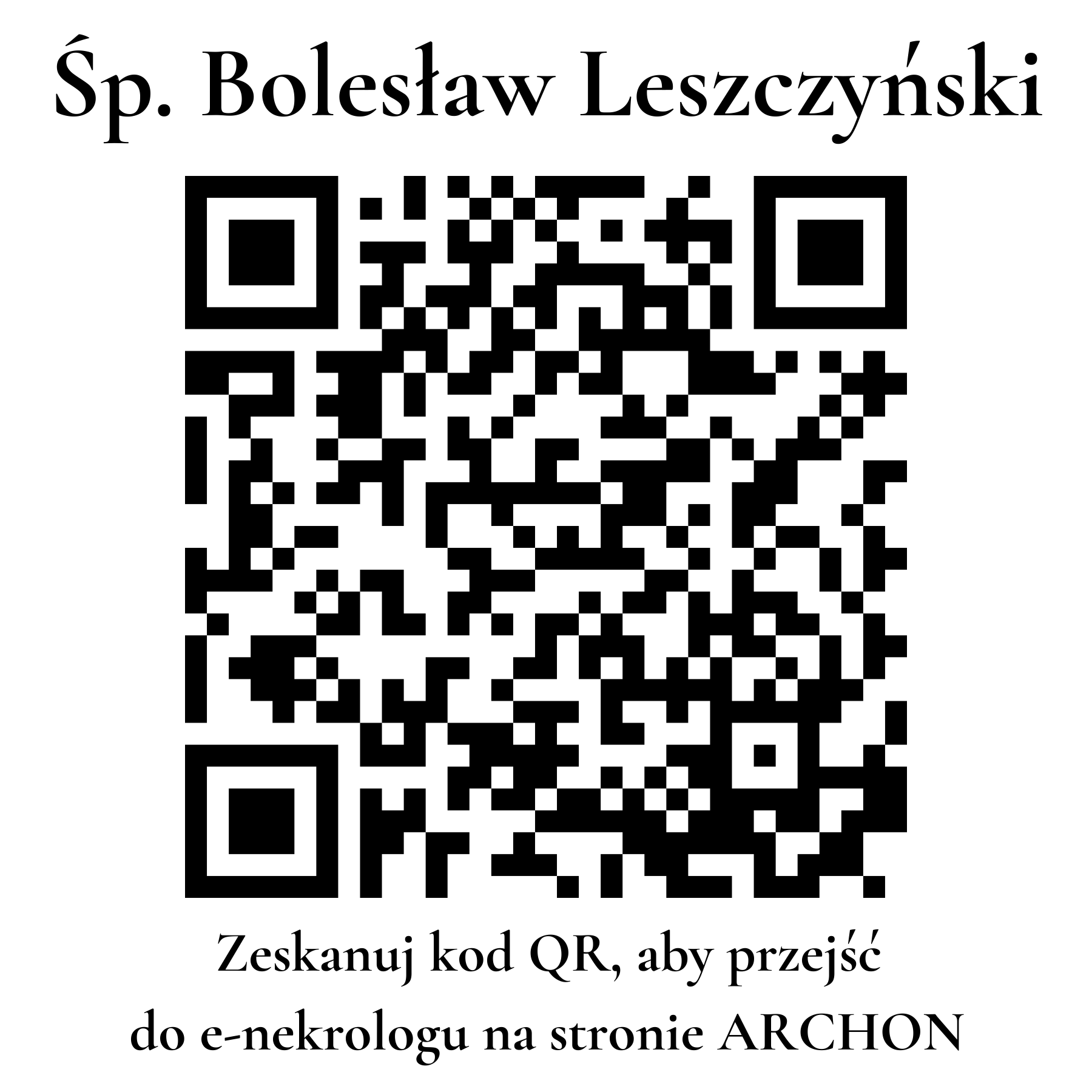 Kod QR do nekrologu Bolesław Leszczyński