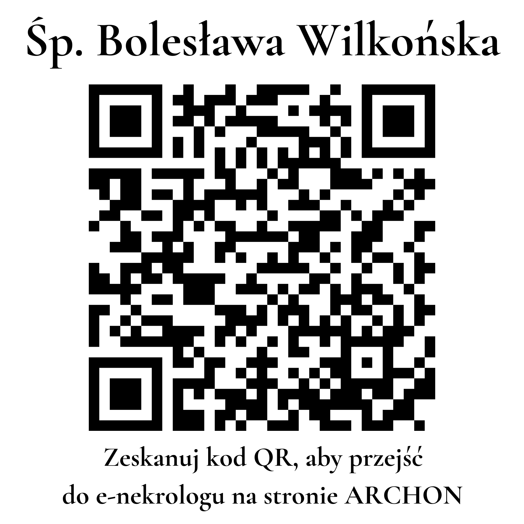 Kod QR do nekrologu Bolesława Wilkońska
