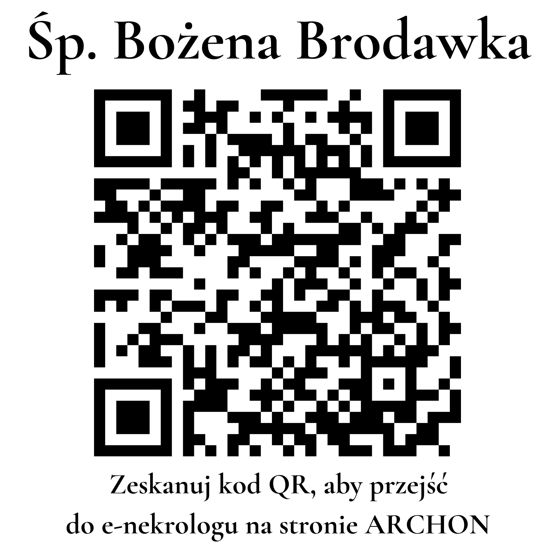 Kod QR do nekrologu Bożena Brodawka