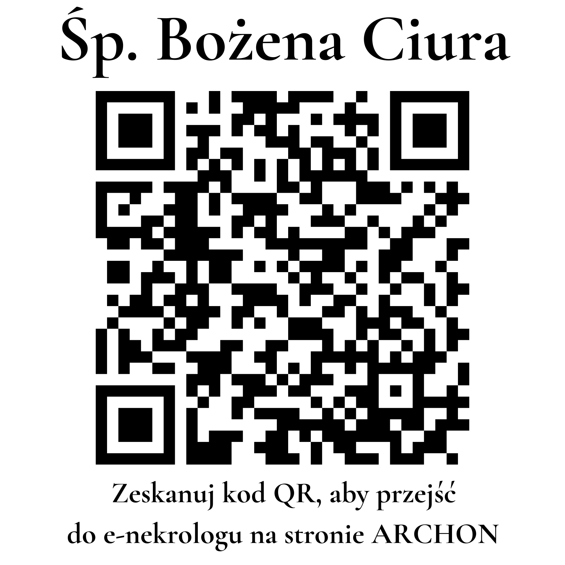 Kod QR do nekrologu Bożena Ciura Kod QR do nekrologu Bożena Ciura