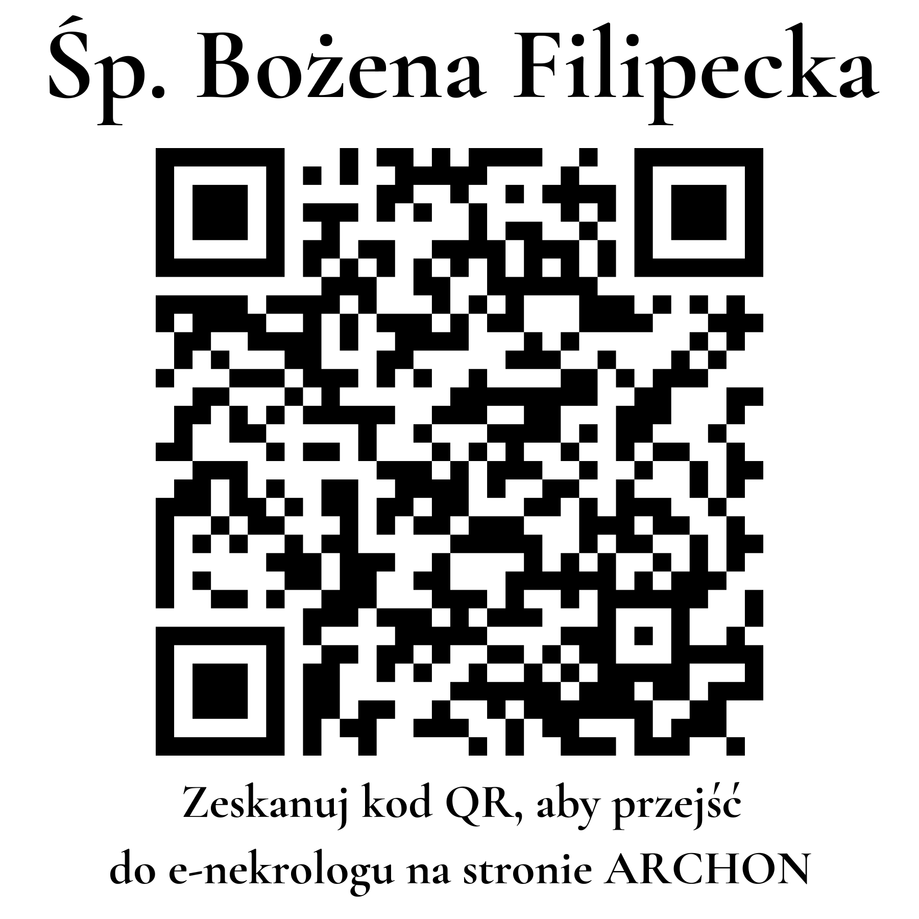 Kod QR do nekrologu Bożena Filipecka