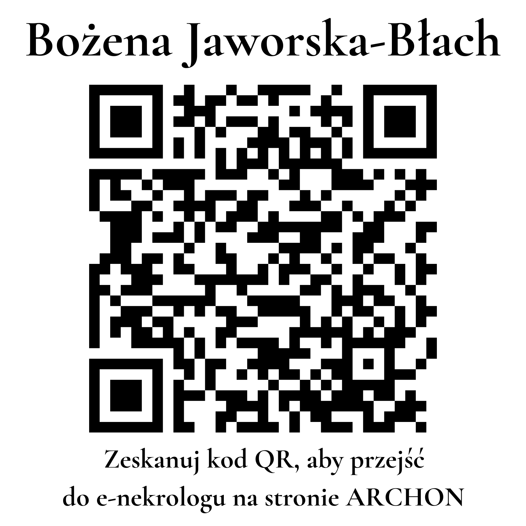 Kod QR do nekrologu Bożena Jaworska-Błach