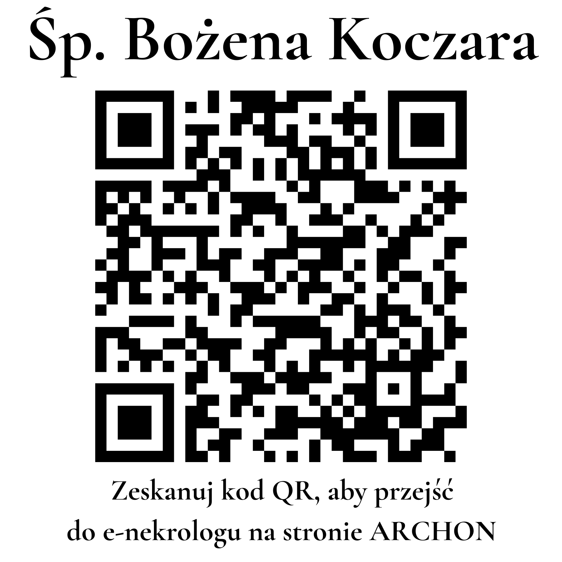 Kod QR do nekrologu Bożena Koczara