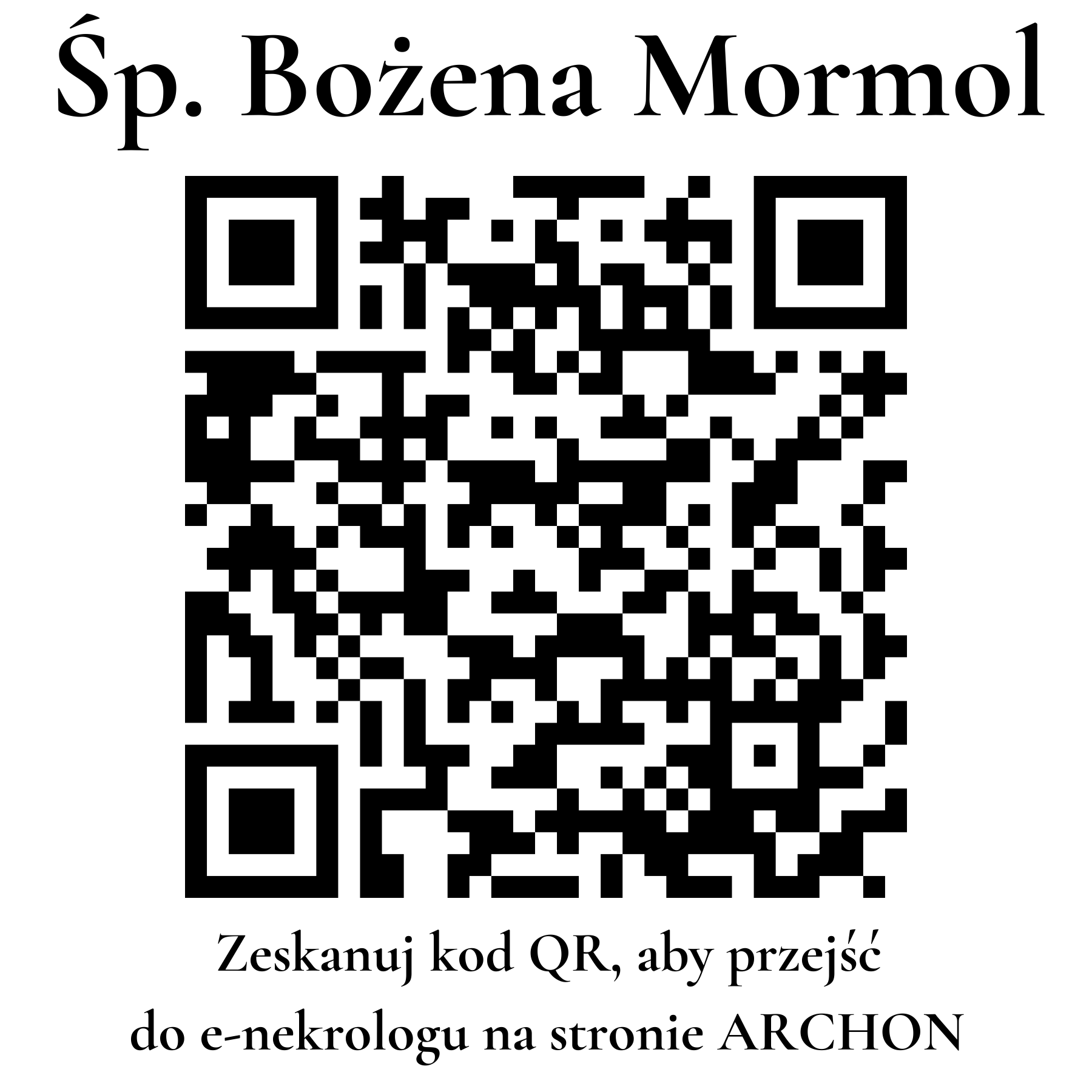 Kod QR do nekrologu Bożena Mormol