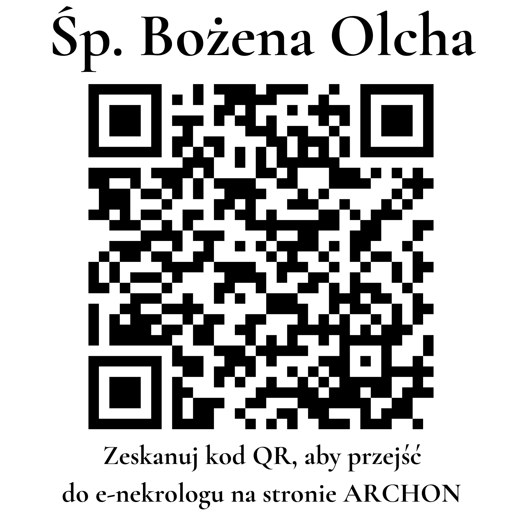 Kod QR do nekrologu Bożena Olcha Kod QR do nekrologu Bożena Olcha
