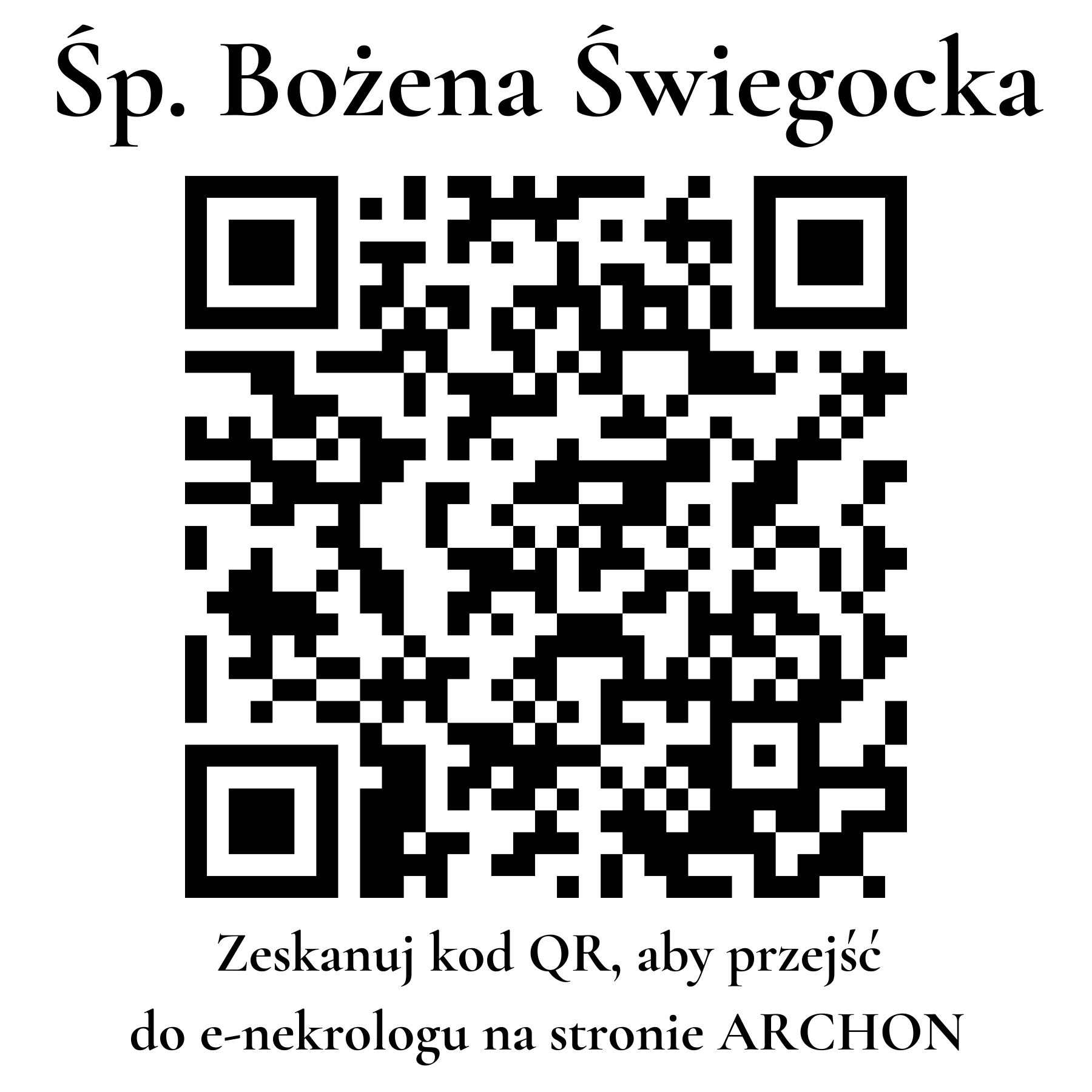 Kod QR do nekrologu Bożena Świegocka