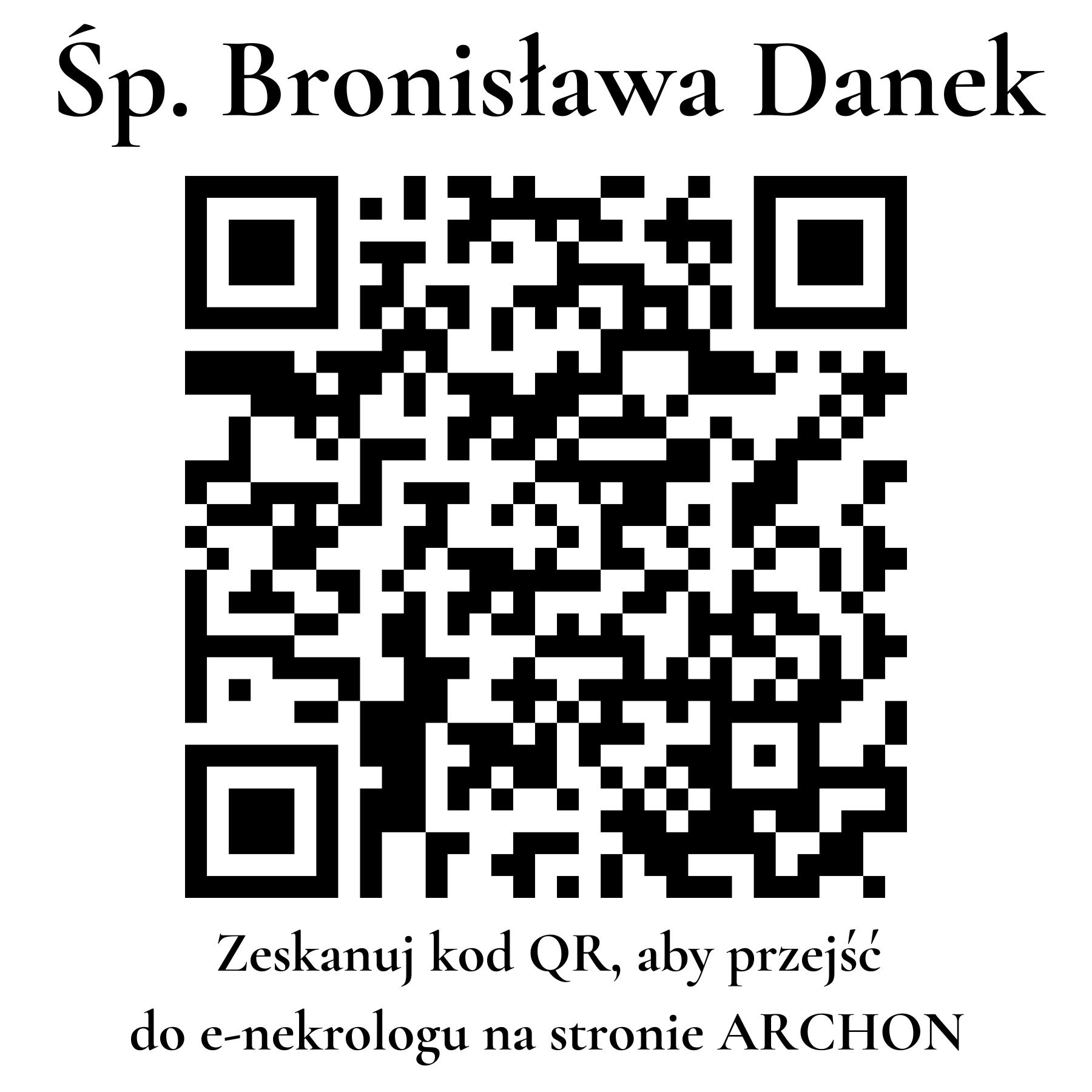 Kod QR do nekrologu Bronisława Danek Kod QR do nekrologu Bronisława Danek
