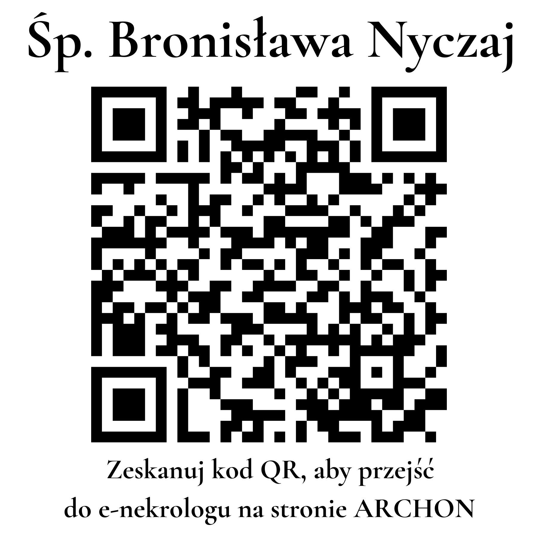 Kod QR do nekrologu Bronisława Nyczaj